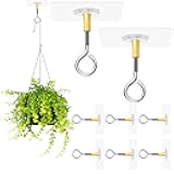 Yinkin 10 Pcs Ceiling Hooks Self Adhesive Stainless Steel Eye Hooks No Hole Hanger Transparent Waterproof Seamless Oilproof Wall Hangers 10lb (Max) for Hanging Plant Lights