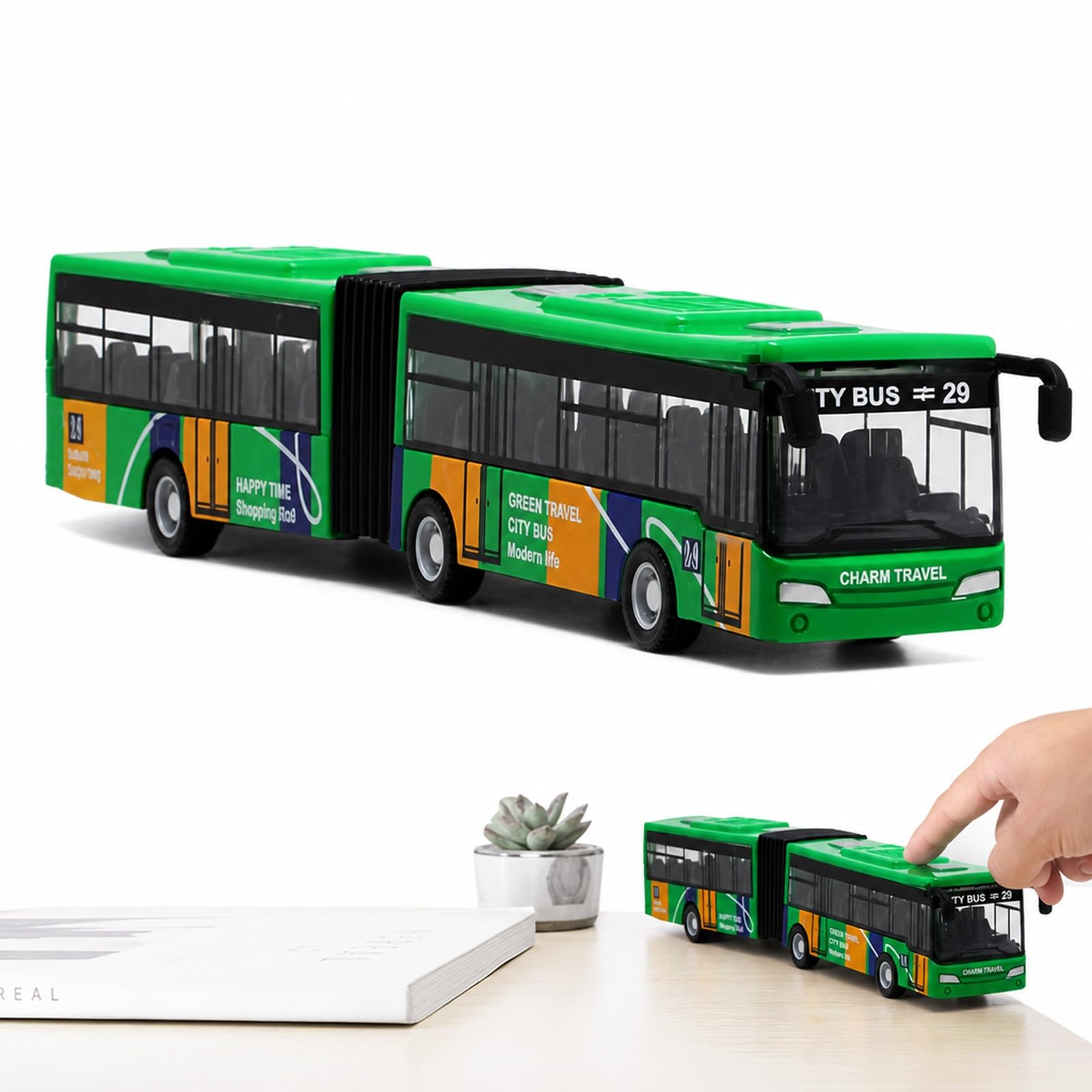 LTTNPY Bus, Green Articulated City Vehicle Model with Flexible Centre Joint