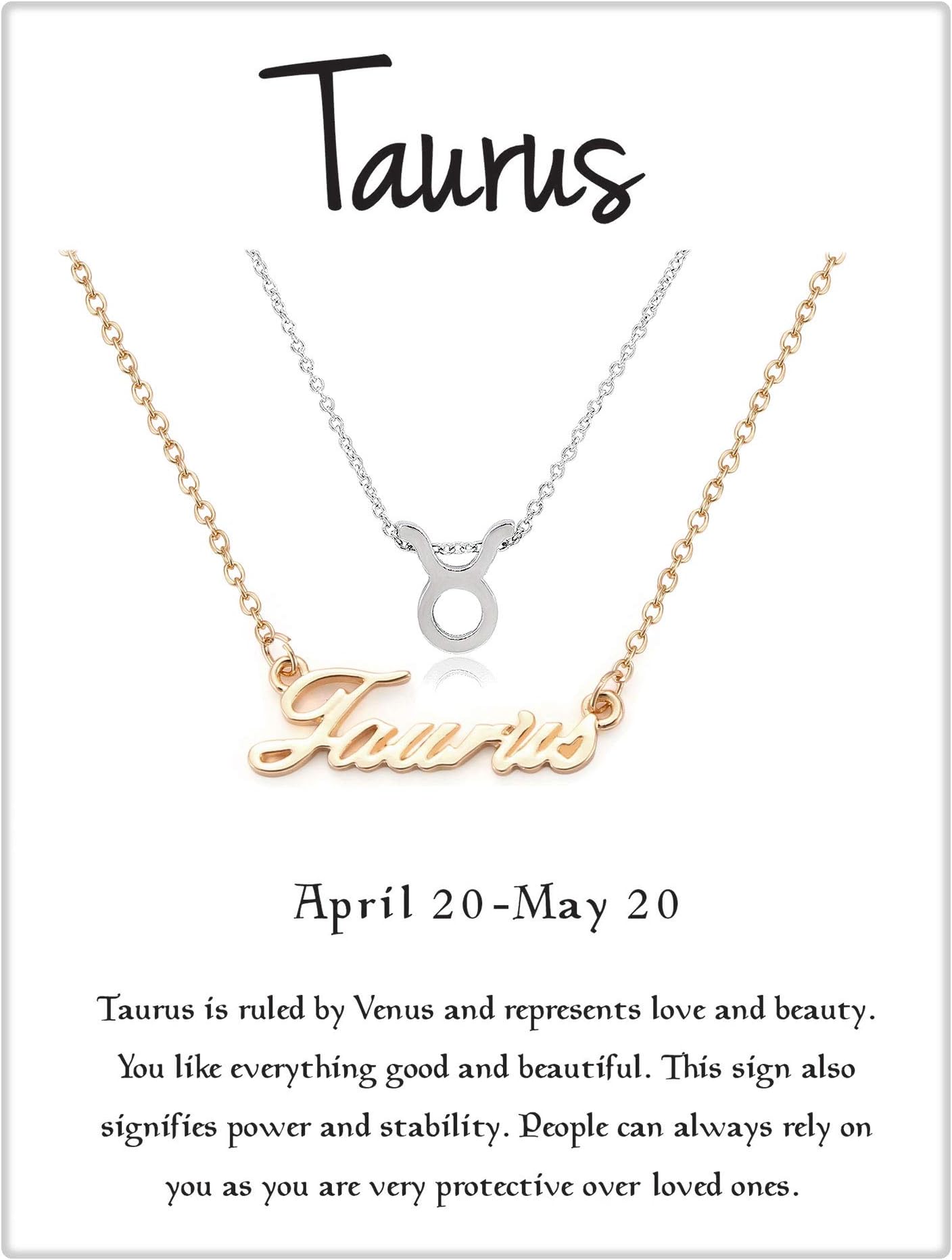 Zealmer Cyberny Women Gold & Silver Plated Taurus & Sign Necklace (pack of 2)