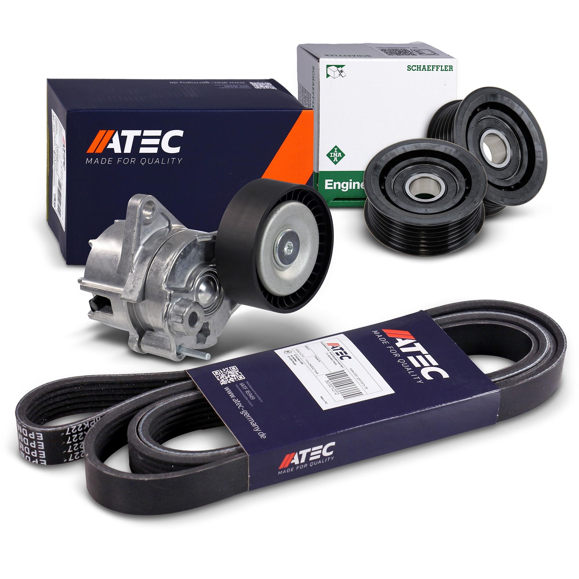 ATEC Germany Satz Riemenspanner Keilrippenriemen Kompatibel mit: MERCEDES-BENZ C-CLASS, C-CLASS T-Model, E-CLASS, E-CLASS T-Model, M-CLASS, SPRINTER 2-t Bus, SPRINTER 2-t Kasten