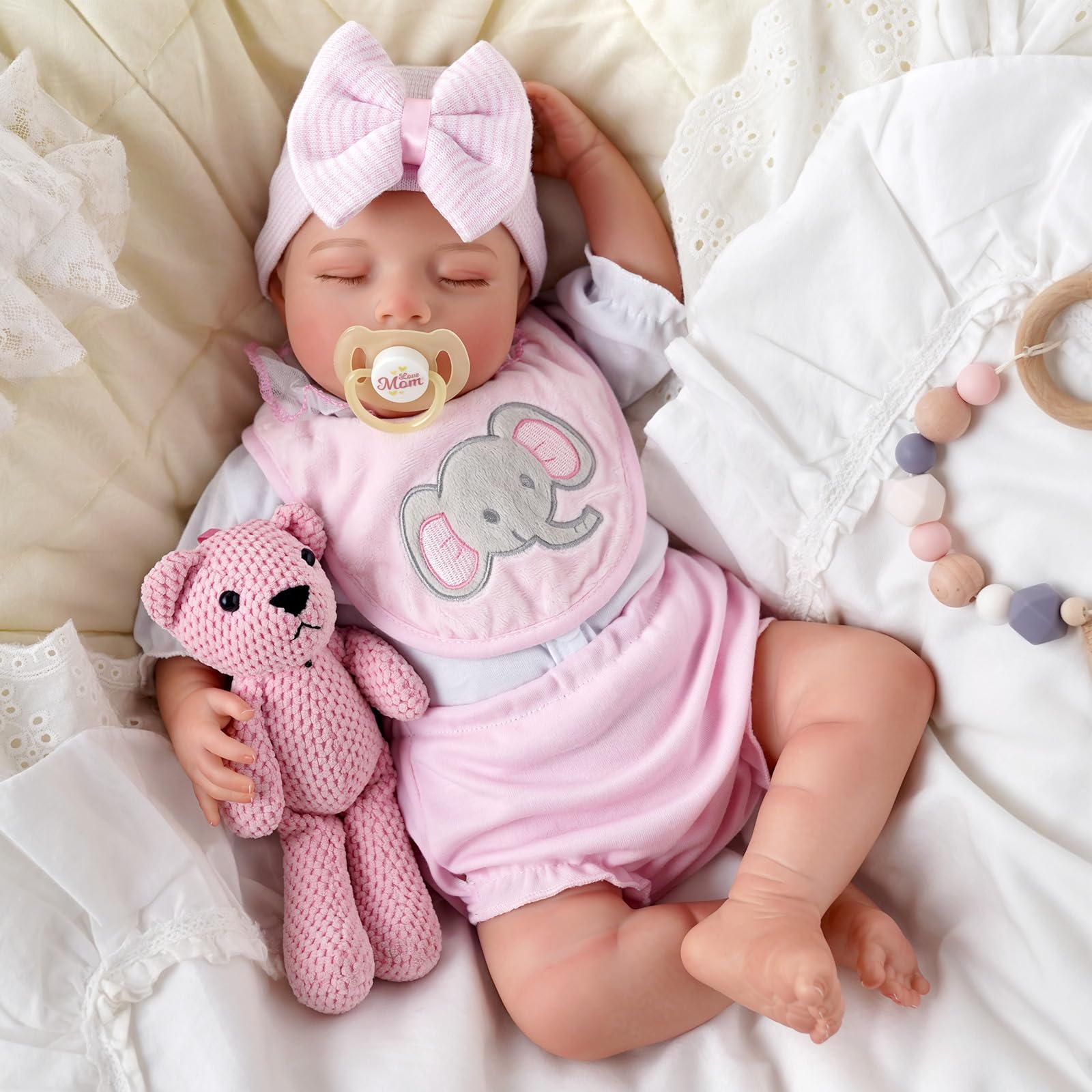 BABESIDE Bambole Reborn - Bambole Reborn Femmina da 20 pollici, Bambola Neonata Realistica, Bambola Bambina Addormentata Nella Vita Reale con Accessori per Bambini dai 3 Anni in Su