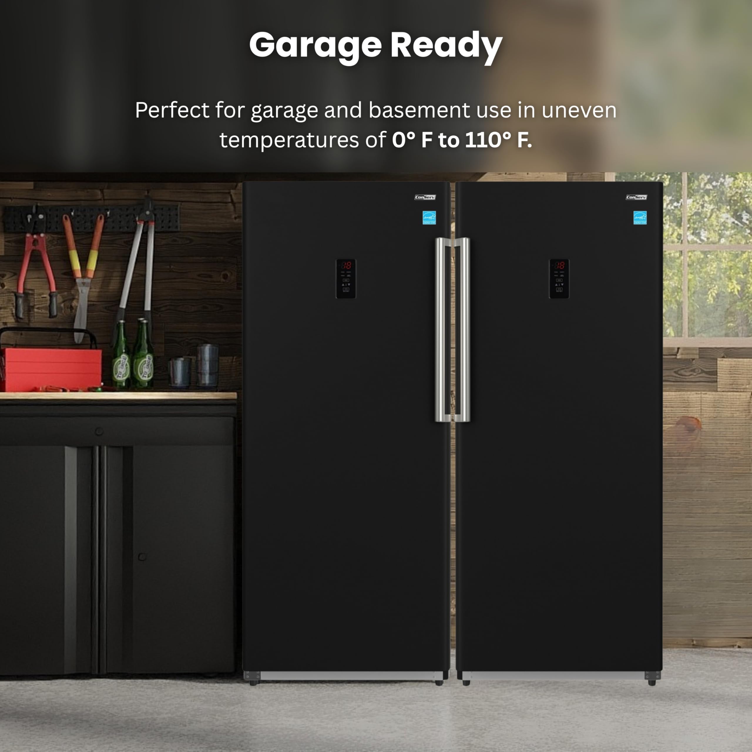 Conserv Energy Star 14 Cu.Ft. Convertible Refrigerator Freezer Pair, Garage Ready— Modular Side-By-Side French Door Look, Use As Fridge Or Freezer (White) on Fridge.com - View 6