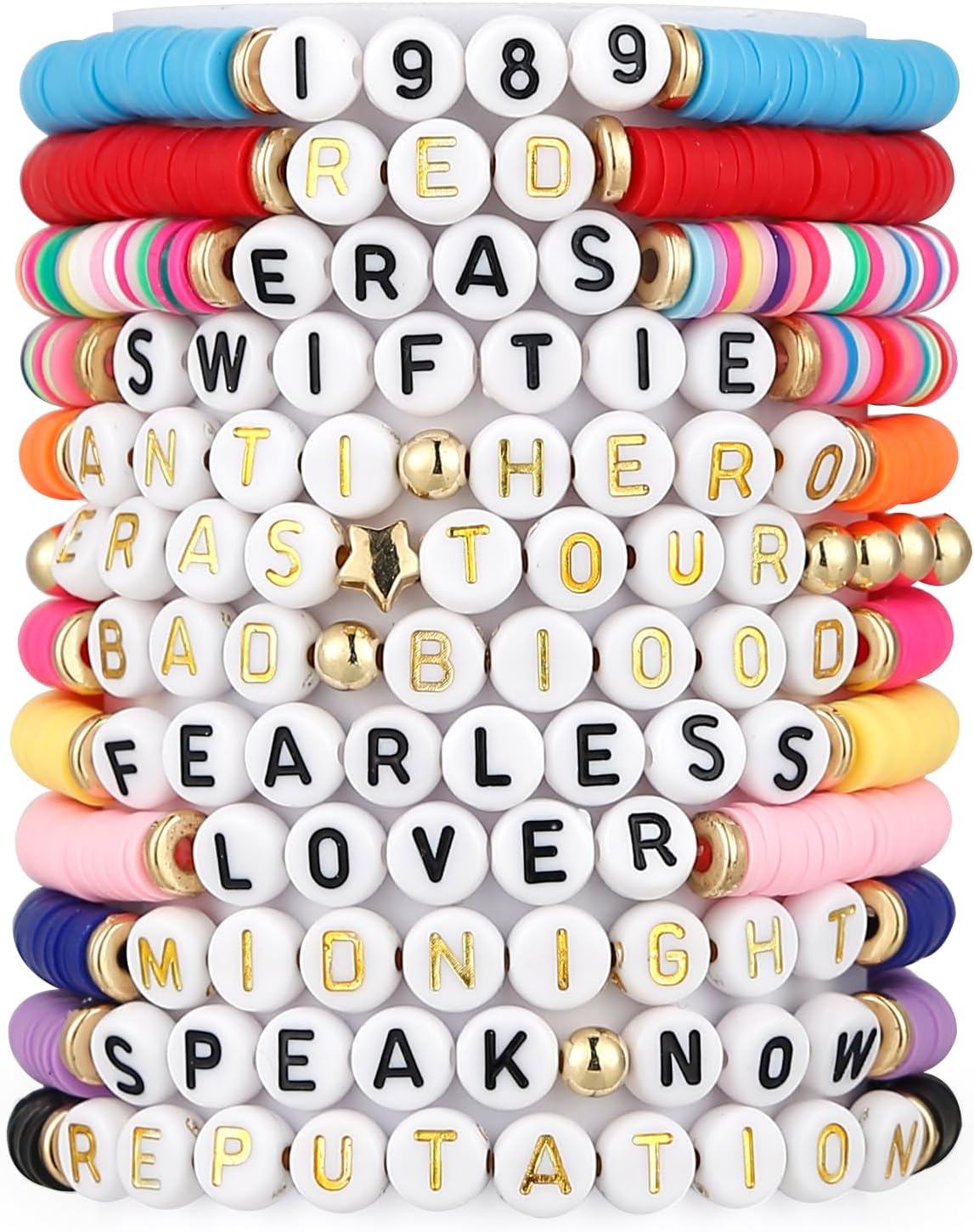 HOUPEACE 12pcs Friendship Bracelets Lover 1989 Reputation Bracelet for Eras Music,TS Album Inspired Bracelets Set for TS Fans