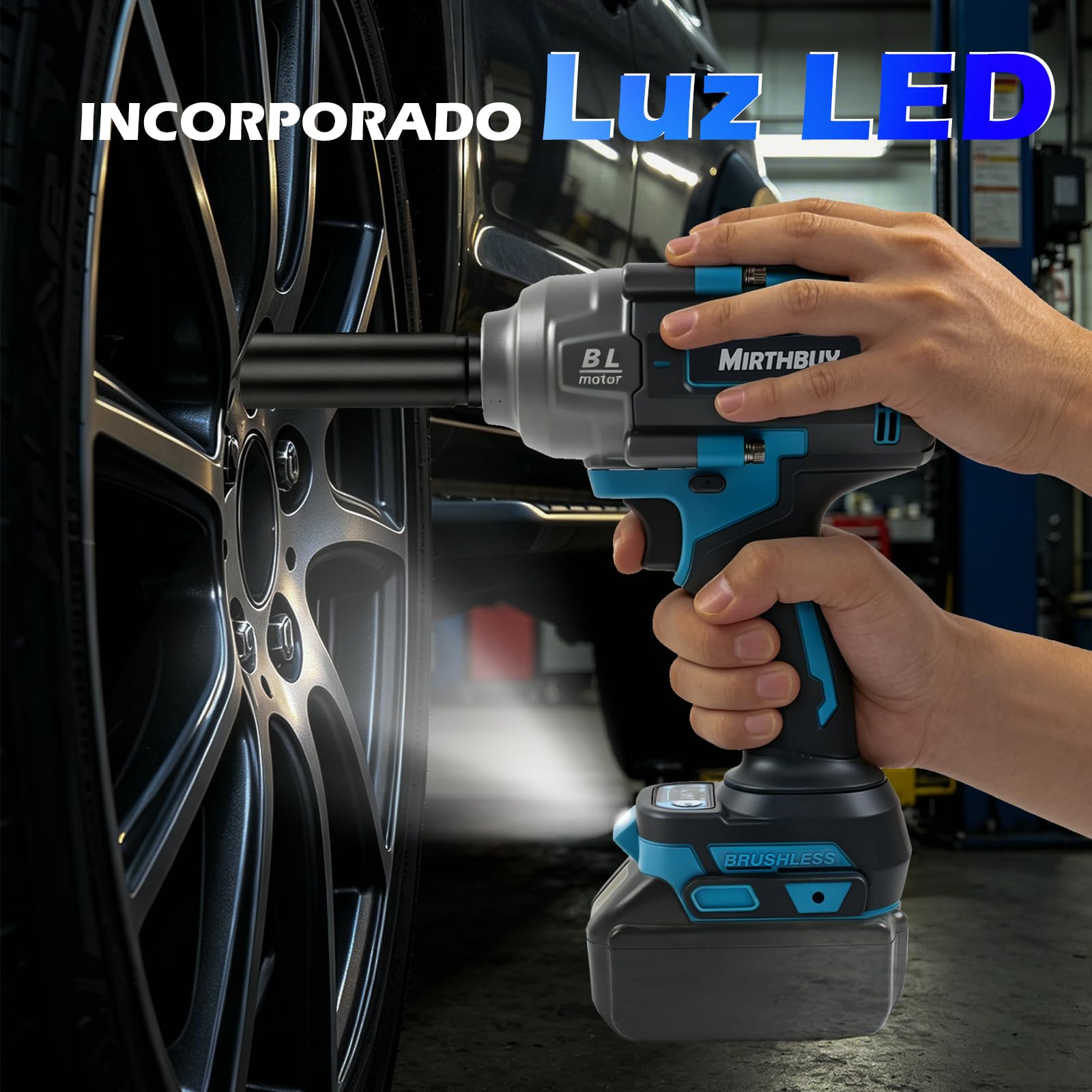 Llave de impacto inalámbrica de 1800 N.m para Makita 18 V, máx. 4000 RPM, 1/2 pulgadas, sin escobillas, atornillador de impacto eléctrico con luz LED, 4 niveles de velocidad, para reparación
