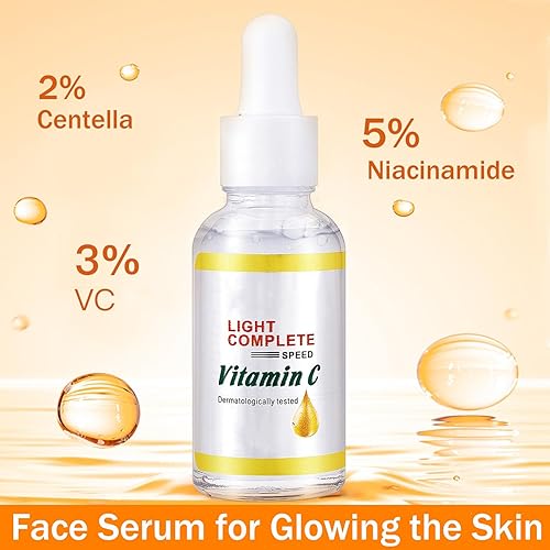 Miniatura 2 de Suero facial con 5% de niacinamida y 3% de vitamina C, suero hidratante de centella asiática, suero facial antiarrugas para piel brillante, sueros