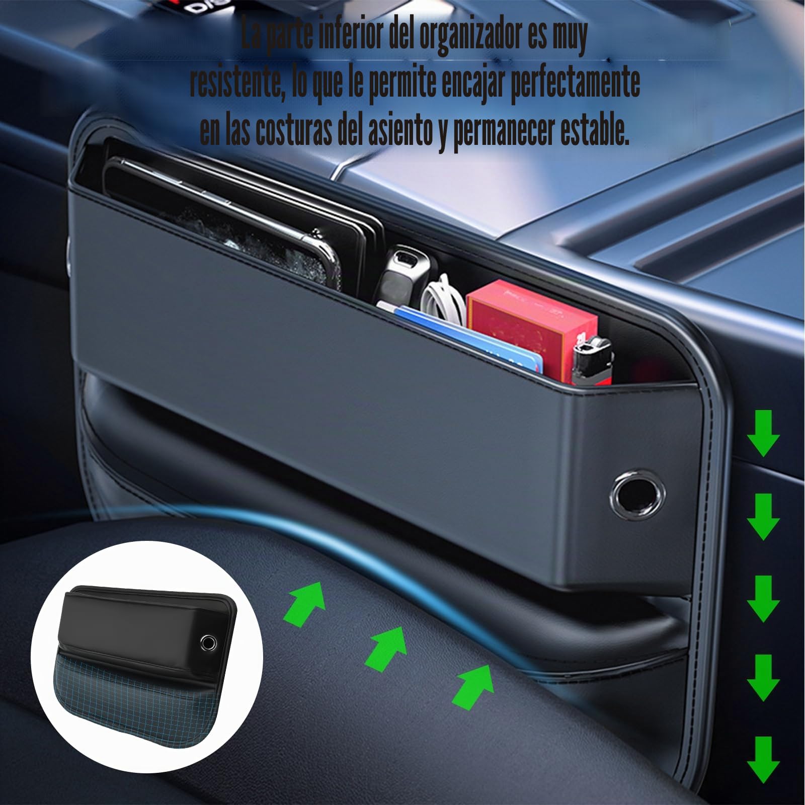 2 Piezas Caja de Almacenamiento para Asiento de Coche, Organizador Gap Asiento Coche, Organizadores de Asientos para Automóviles, Organizador para El Hueco Del Asiento Del Coche para Teléfonos Móviles