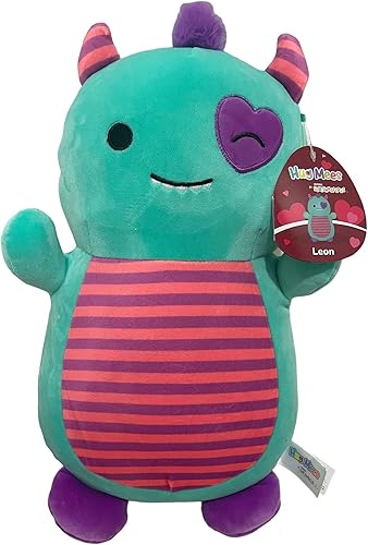 Squishmallows Original HugMees 14 pulgadas Leon The Moster - Peluche de San Valentín - Peluche oficial de Jazwares grande y ultrasuave