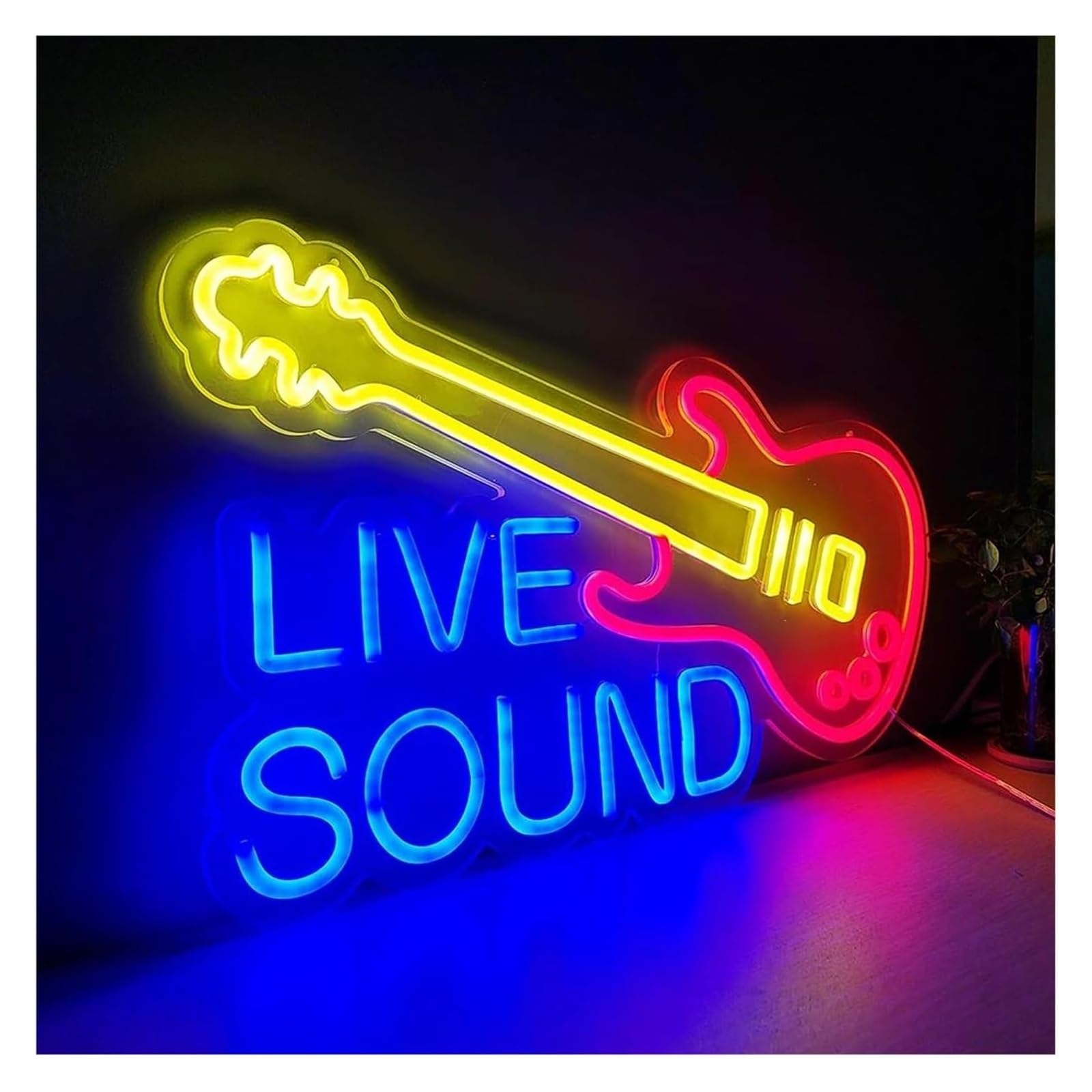 Lampada al neon rilassante per chitarra, alimentata da suono dal per vivo, luci a forma di lettera