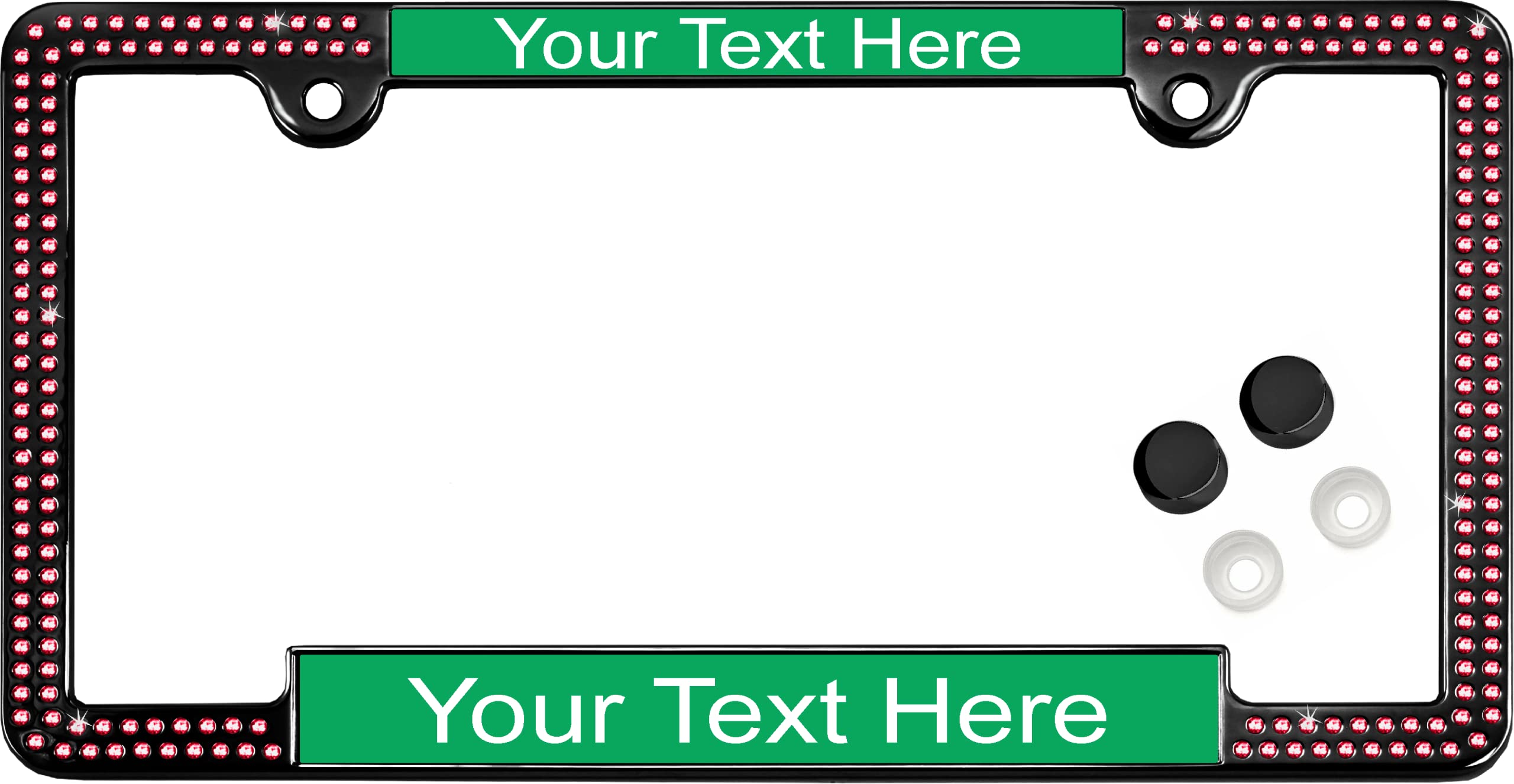 Crystals - Custom Personalized Black Metal Car License Plate Frame with Pink Cr - Picture 29 of 132