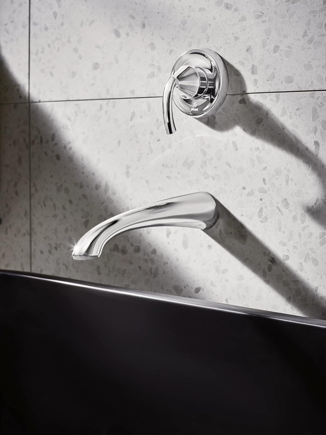 Glyde Chrome Single Handle Wall Mount Tub Filler High Flow Tub Faucet with 10" Spout Reach, WT371