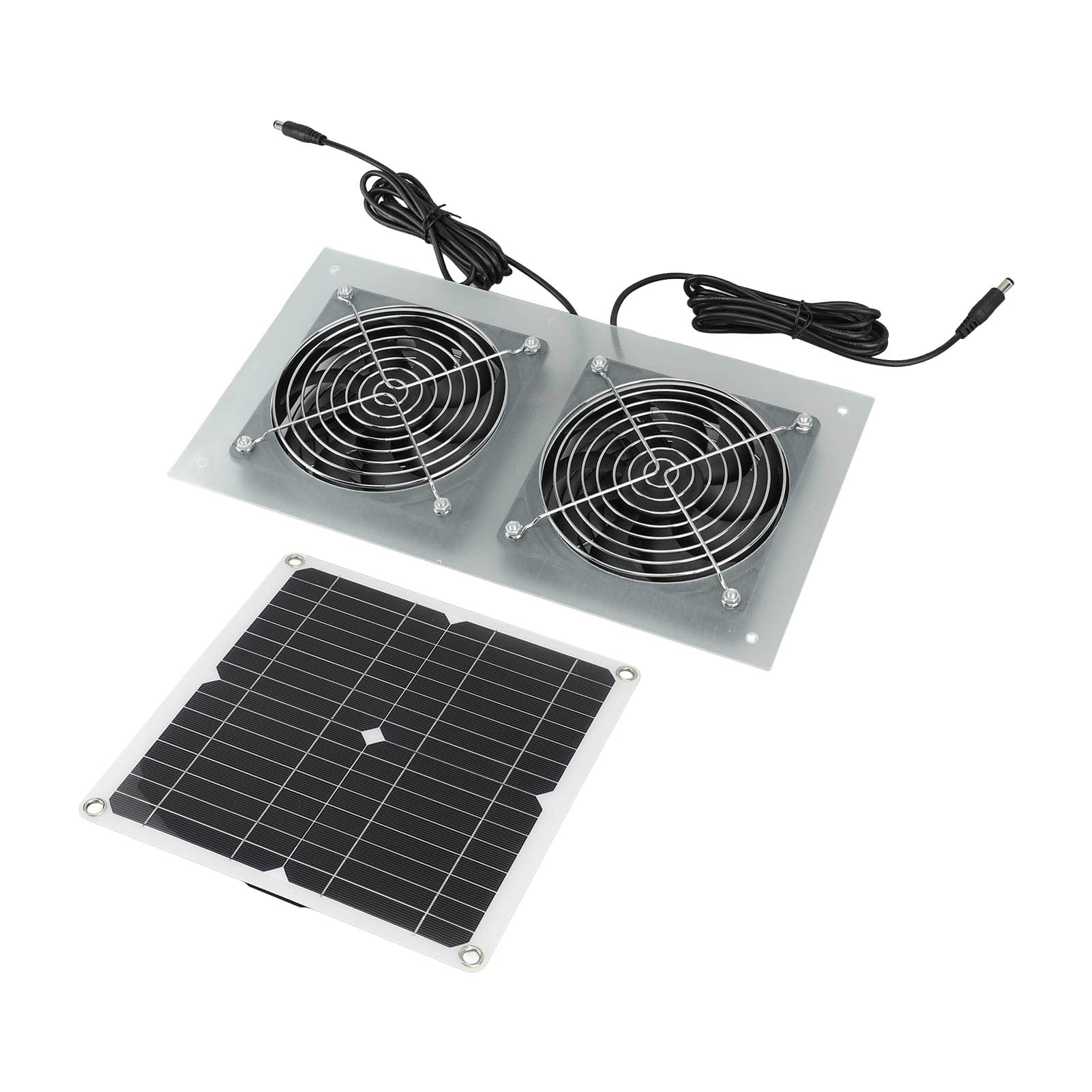 Solarpanel-Set mit zwei Ventilatoren für Gartenhäuser, Fenster für Haustiere, leiser Motor und wasserdicht IP65, ideal für Belüftung und Kontrolle
