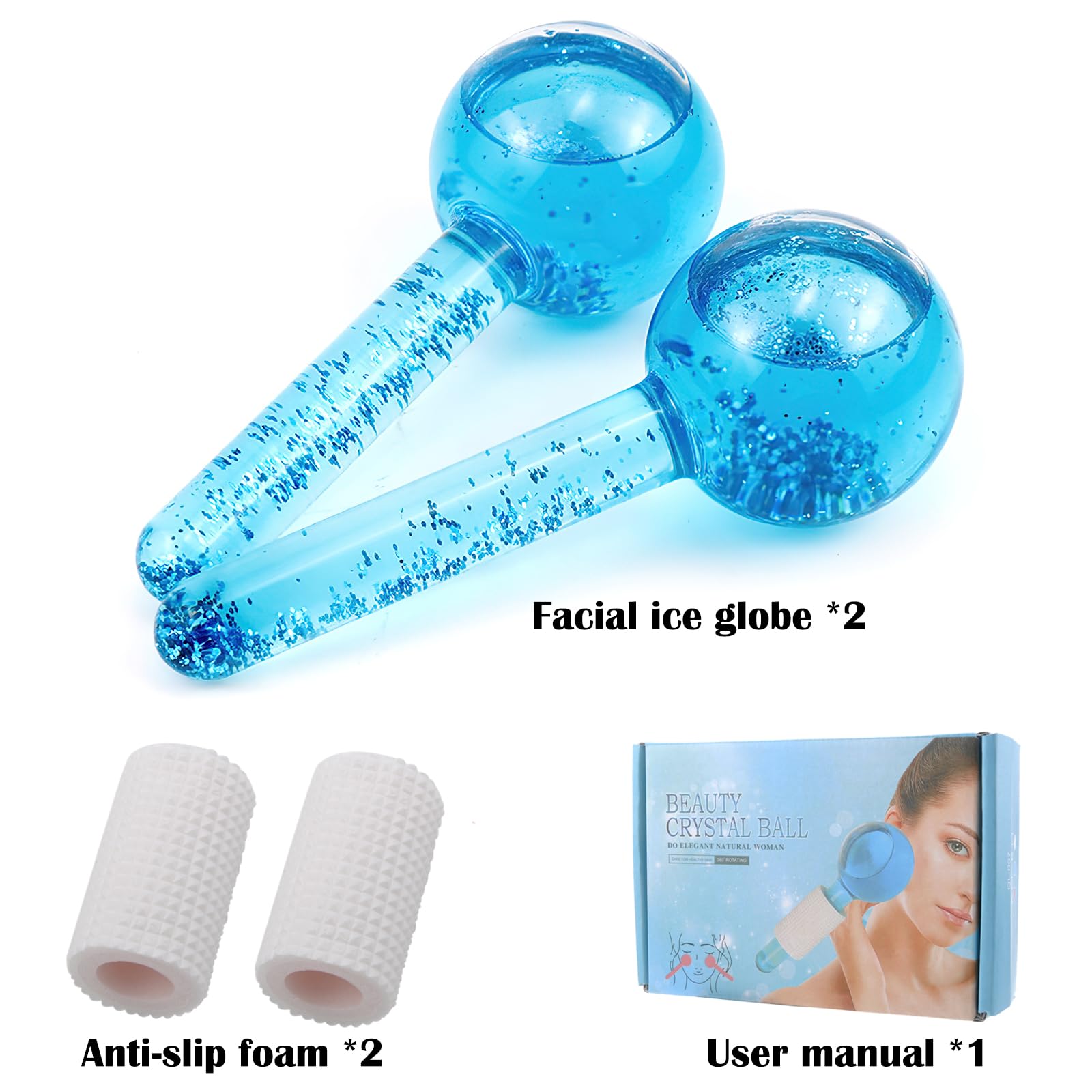 APOMOONS Set di 2 sfere rinfrescanti per il viso, per occhi e collo, per tonificare la pelle, ridurre il gonfiore, le occhiaie migliorano la circolazione sanguigna (blu)