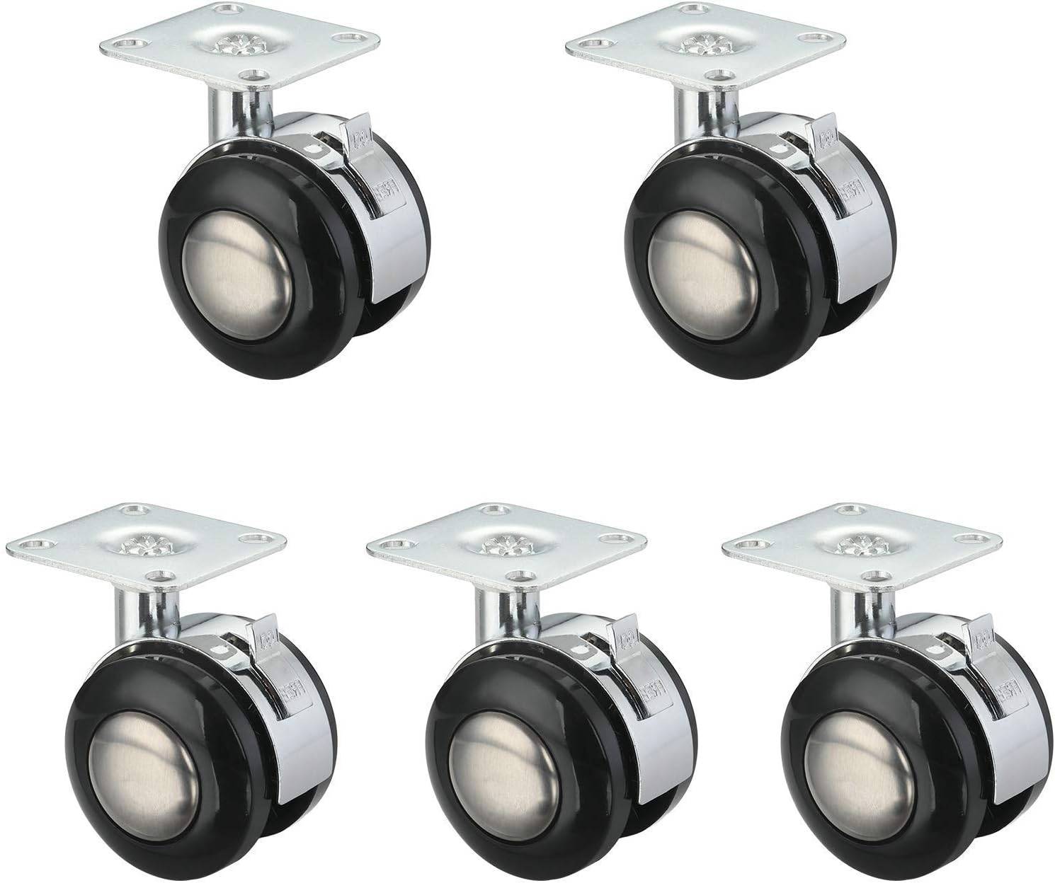 Plate Casters 5X Office Chair Swivel Caster Wheel Swivel Chair Castor,Metal Top Plate Casters Wheels,Trolleys Plastic Wheel,Replacement Castor Wheels for Small Sofa Furniture,for H