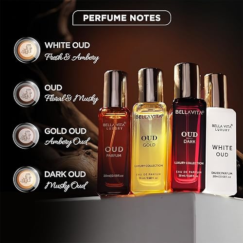 Miniatura 6 de BellaVita Luxury OUD Experience - Set de regalo (4 x 0.7 fl oz) – Perfumes unisex árabes de primera calidad | Incluye OUD dorado, oscuro y blanco |