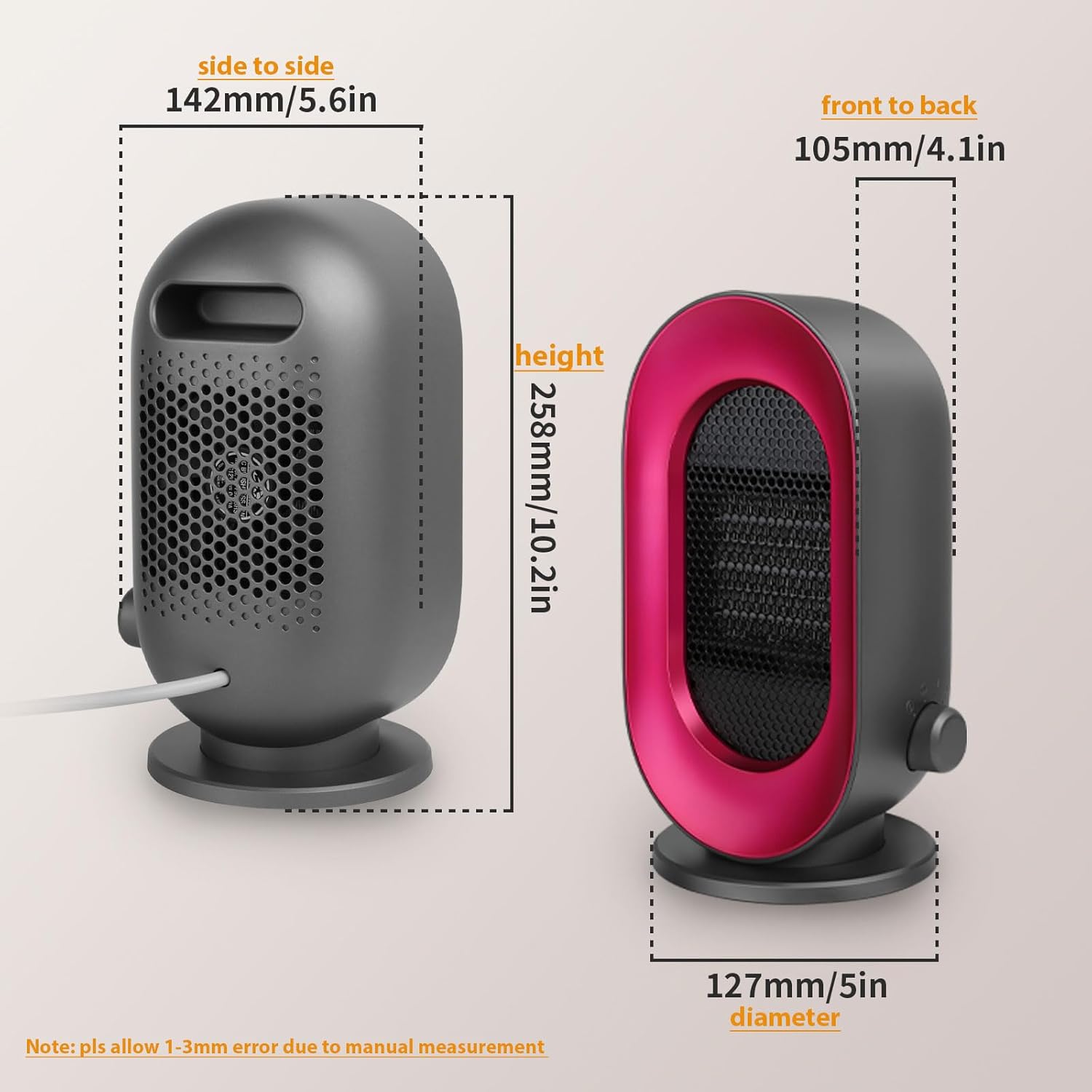 Sendowtek Portable Space Heater Indoor, Mini Electric Fan 10" Tall with 3 Mode Adjustable, Overheating/Tip-over Protection PTC Small Ceramic Desk Heater for Office Home Use