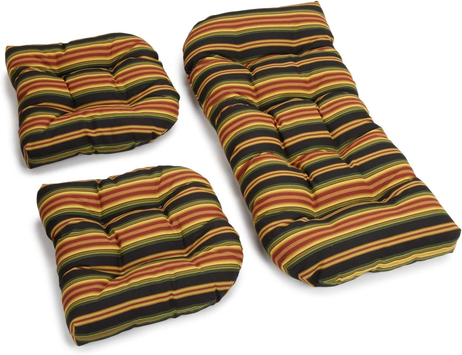 Blazing Needles Outdoor Rounded Back Settee Cushion Set, Lyndhurst Raven 3 Count