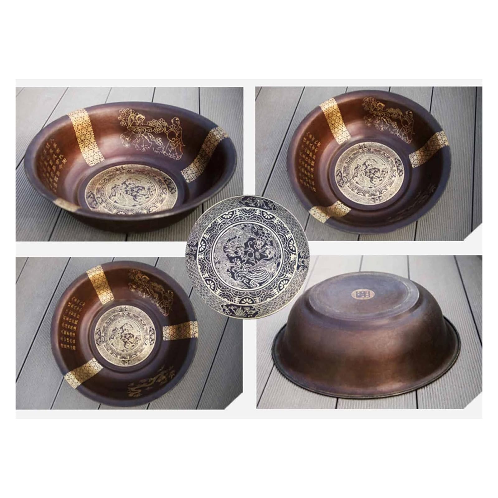Umywalka w stylu vintage Miedziana miska kuchenna, miski na zupę, okrągła wanna Miska na warzywa i owoce do małego zlewu, kuchnia, na zewnątrz, łazienka, pralnia/682