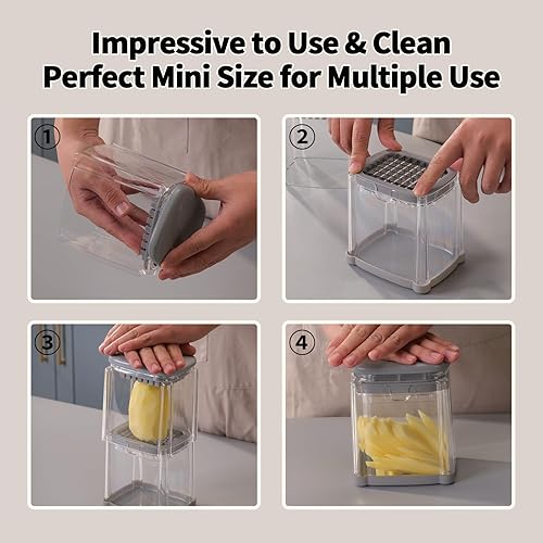 Miniatura 5 de Solucky - Cortador de papas fritas y cebollas, cortador profesional de verduras de estilo casero, ideal para papas, zanahorias, pepinos, calabacín