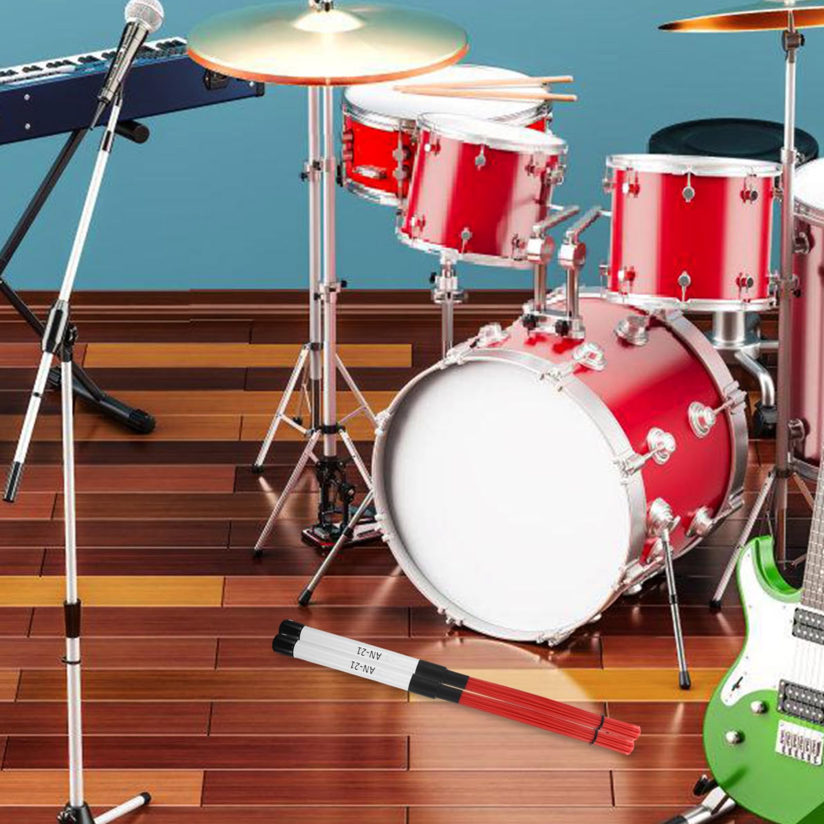 Spazzole per Batteria in Nylon Bacchette Percussione Jazz e Acustica Impugnatura Ergonomica Antiscivolo Compact per Pratica e Strumenti Musicali Professionali