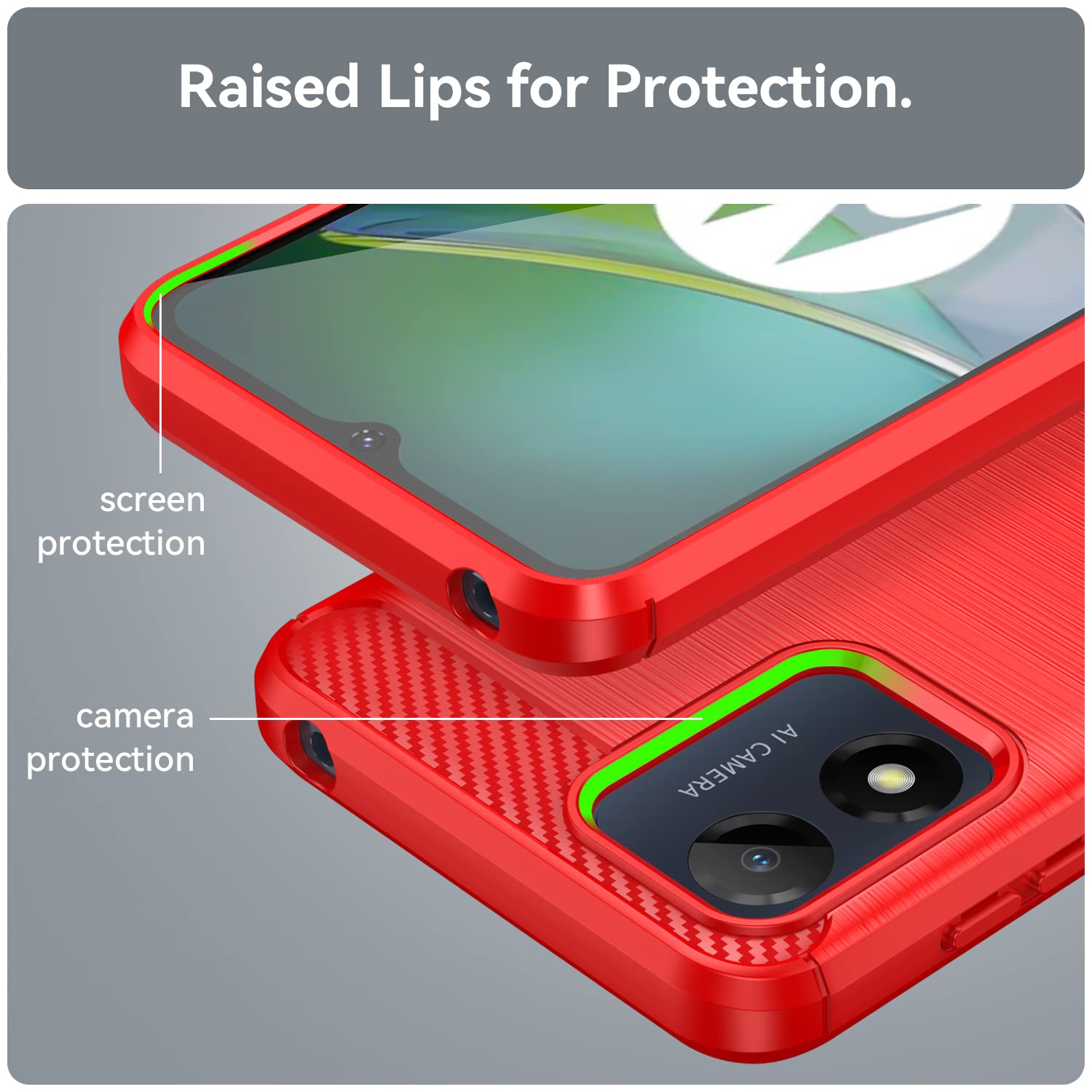 Custodia Silicone DESSEN Per Motorola Moto E13 | Antiurto Con Texture Antiscivolo, Anti-impronta, Bordo Rialzato | Colore Verde