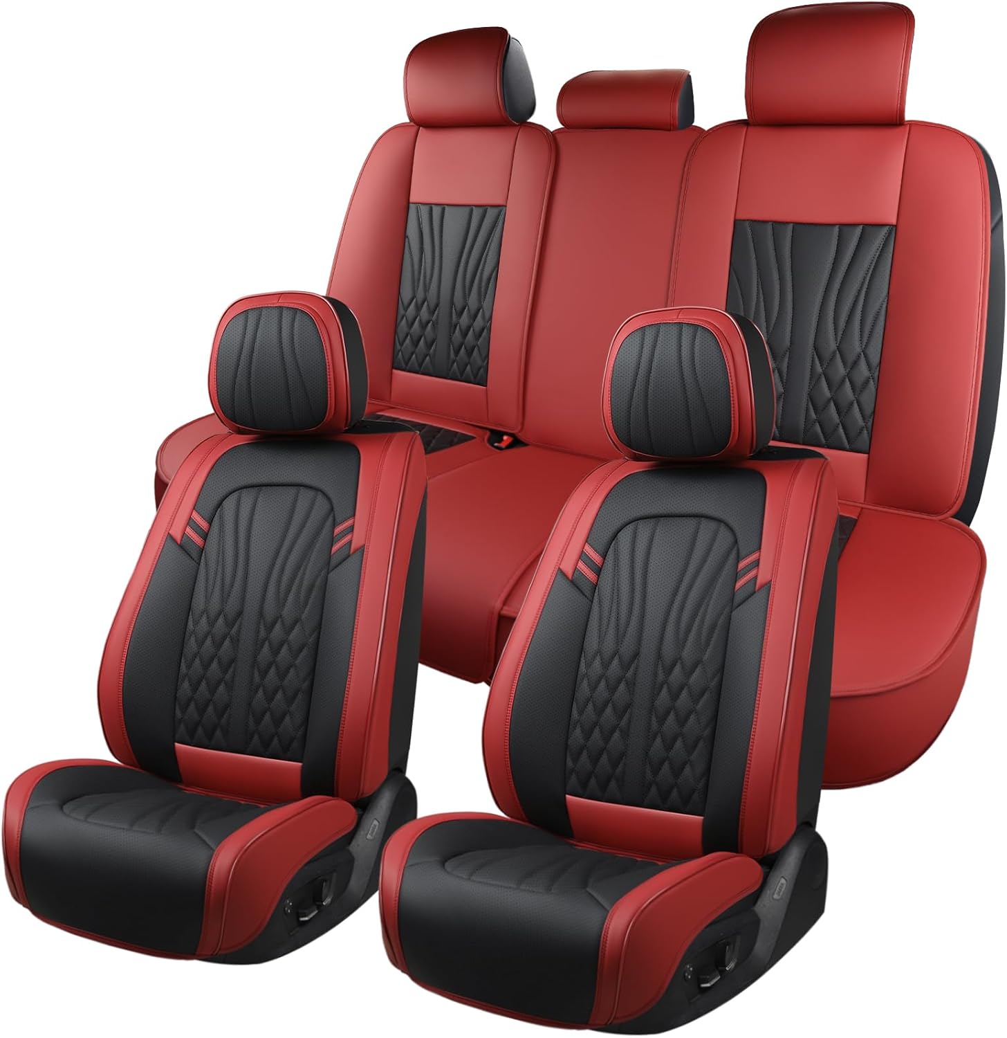 Leather Car Seat Covers,Car Seat Protector Waterproof,Seat Covers Full Set, Car Seat Protectors 5 Seats,Automotive Seat Covers Fit Most Cars Wine Red Wine Red Full Set