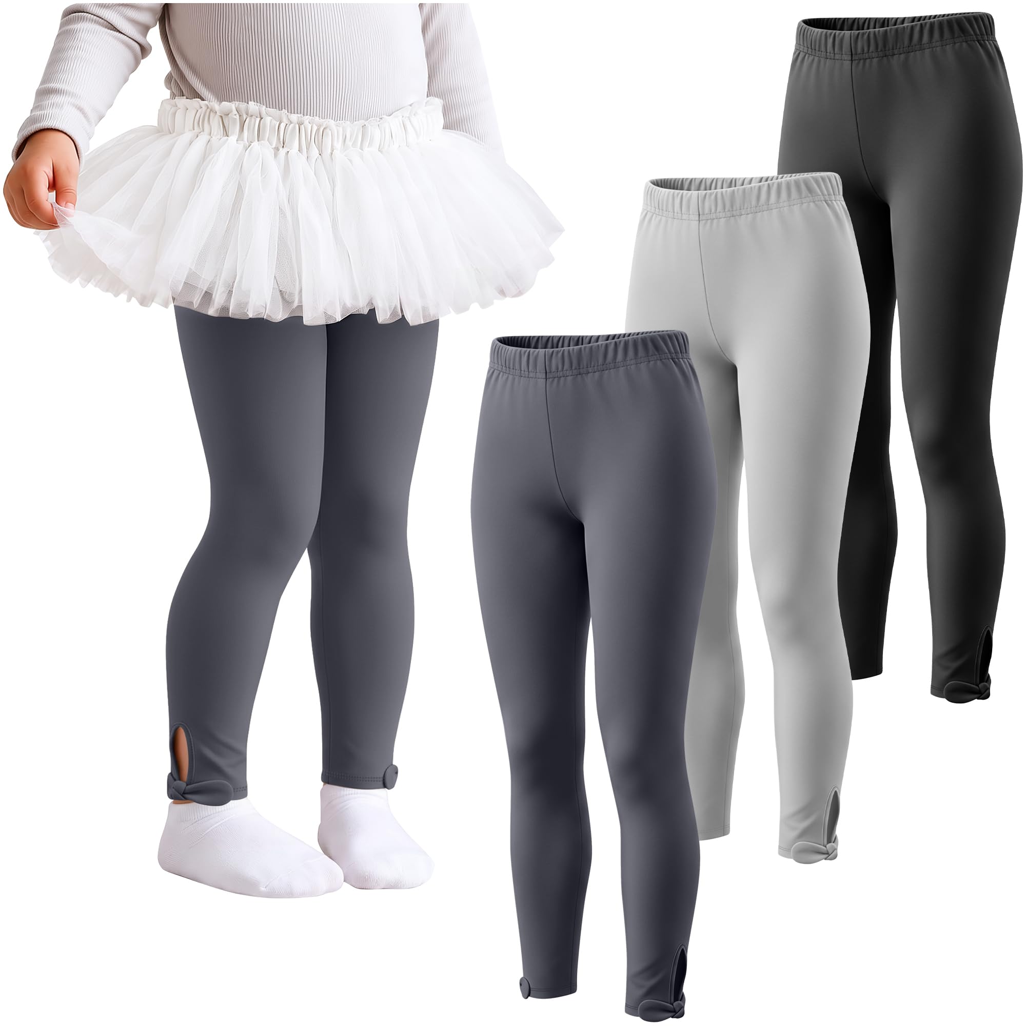3 Pack Toddler Girls Cotton Leggings Bow Tight Pants