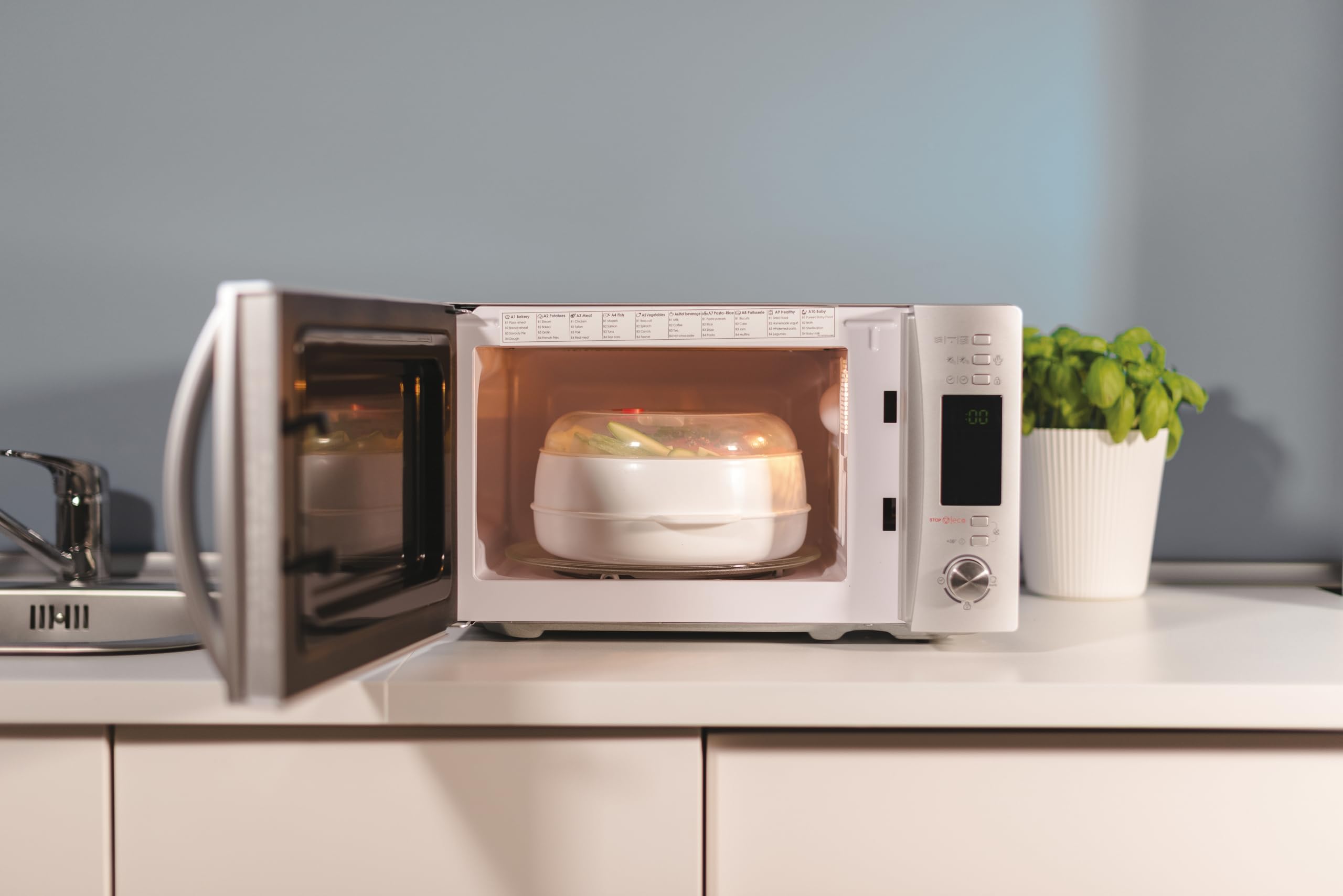Candy X-Range CMXG22DS/ST Microonde con grill, capacità 22l, accessorio per vapore, 40 programmi, 5 livelli di funzionamento, potenza 1250 W, inox