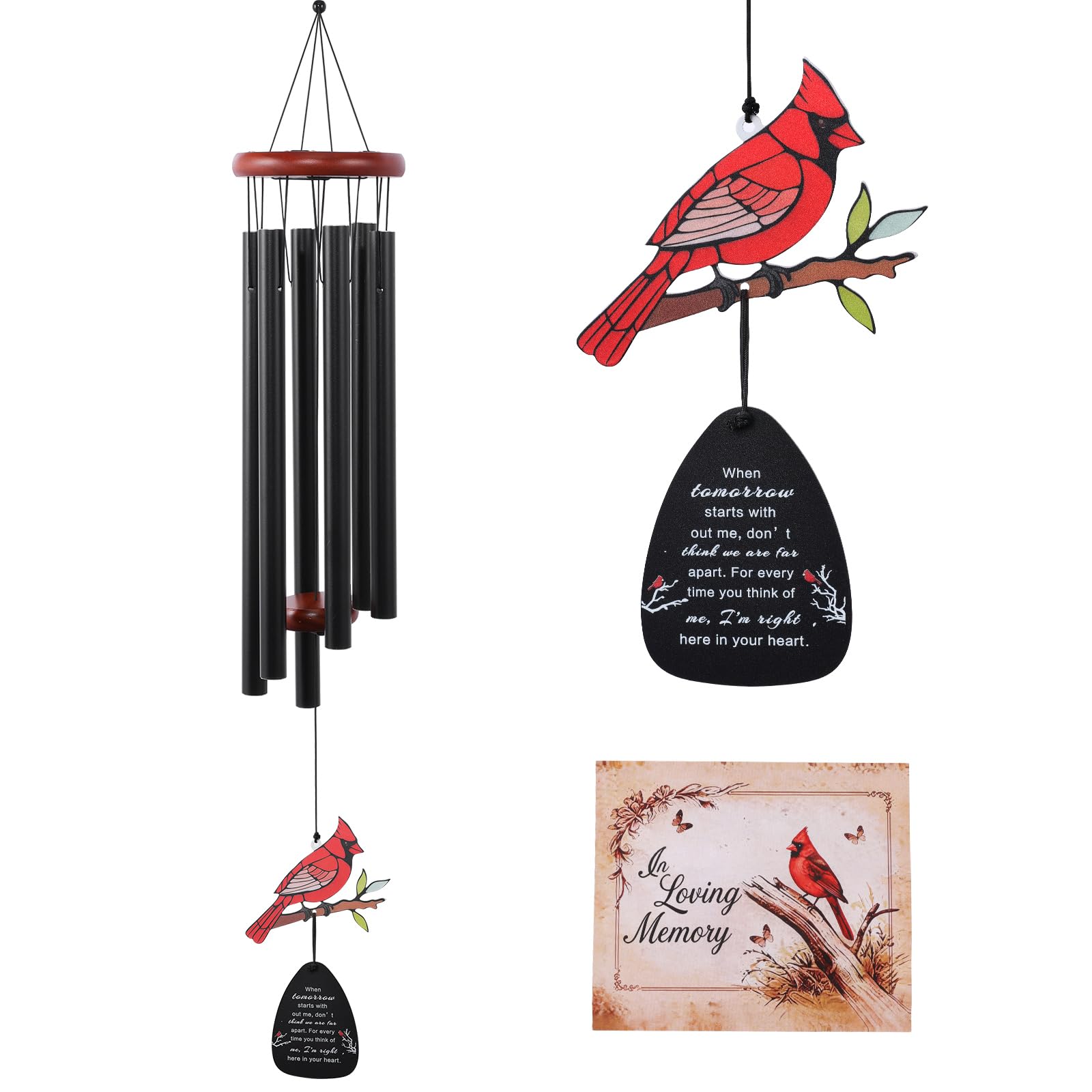 Memorial Wind Chimes - Cardinal Wind Chimes for Outside