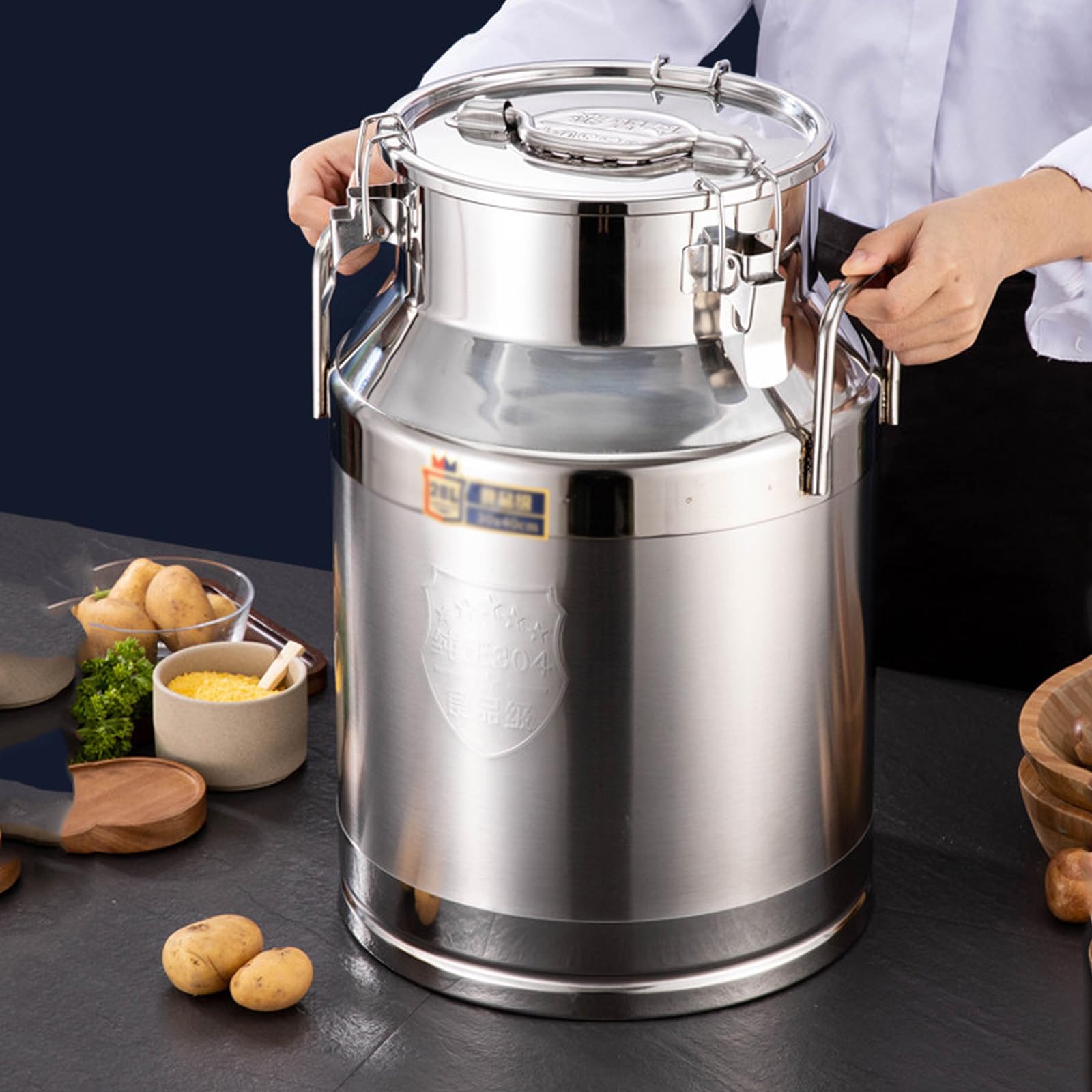 Distributeur de boissons en acier inoxydable avec robinet, couvercle scellé et boucles de verrouillage pour le transport et le service