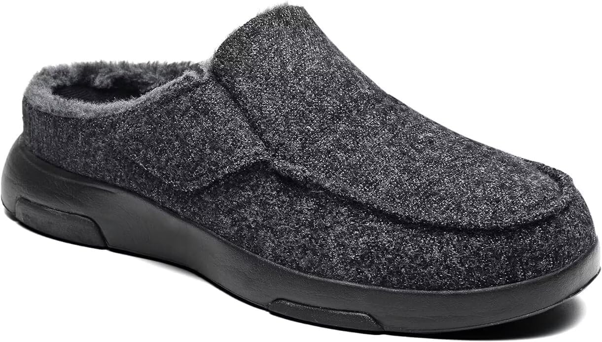 OrthoComfoot Mens Orthopedic Slippers Shoes with Arch Support: Plantar Fasciitis House Slip On Loafers, Comfortable Moccasin Mule Clogs for Indoor Outdoor