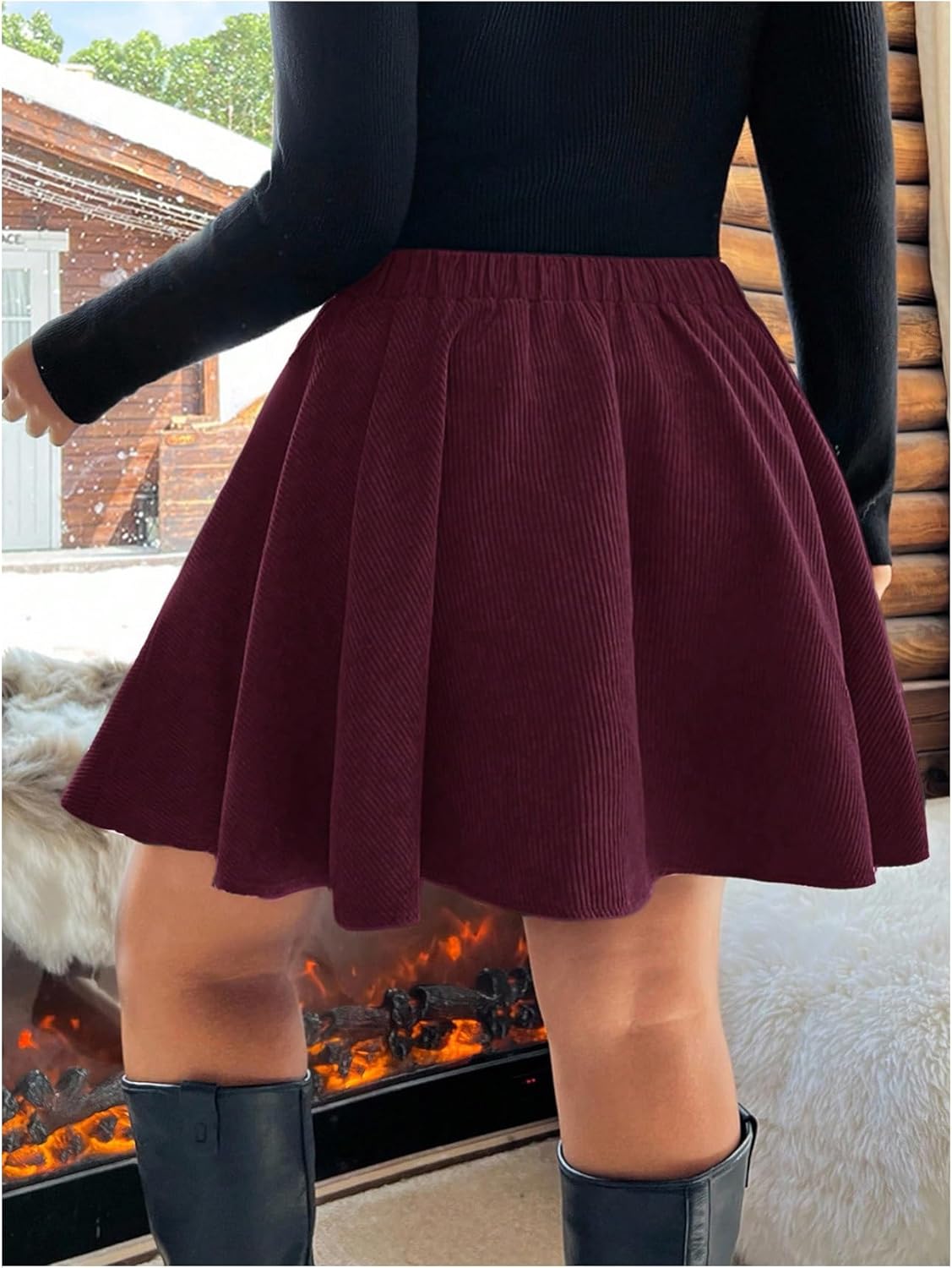 WDIRARA Women's Plus Size High Waisted Flared Skirt Button Front A Line Short Skirts - Image 2