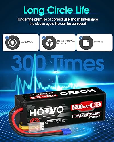 Miniatura 6 de HOOVO 11.1V 3S Lipo Batería 5200mAh 80C Estuche rígido con conector EC3 para RC Car Boat Truck Heli Avión Hobby FPV Racing