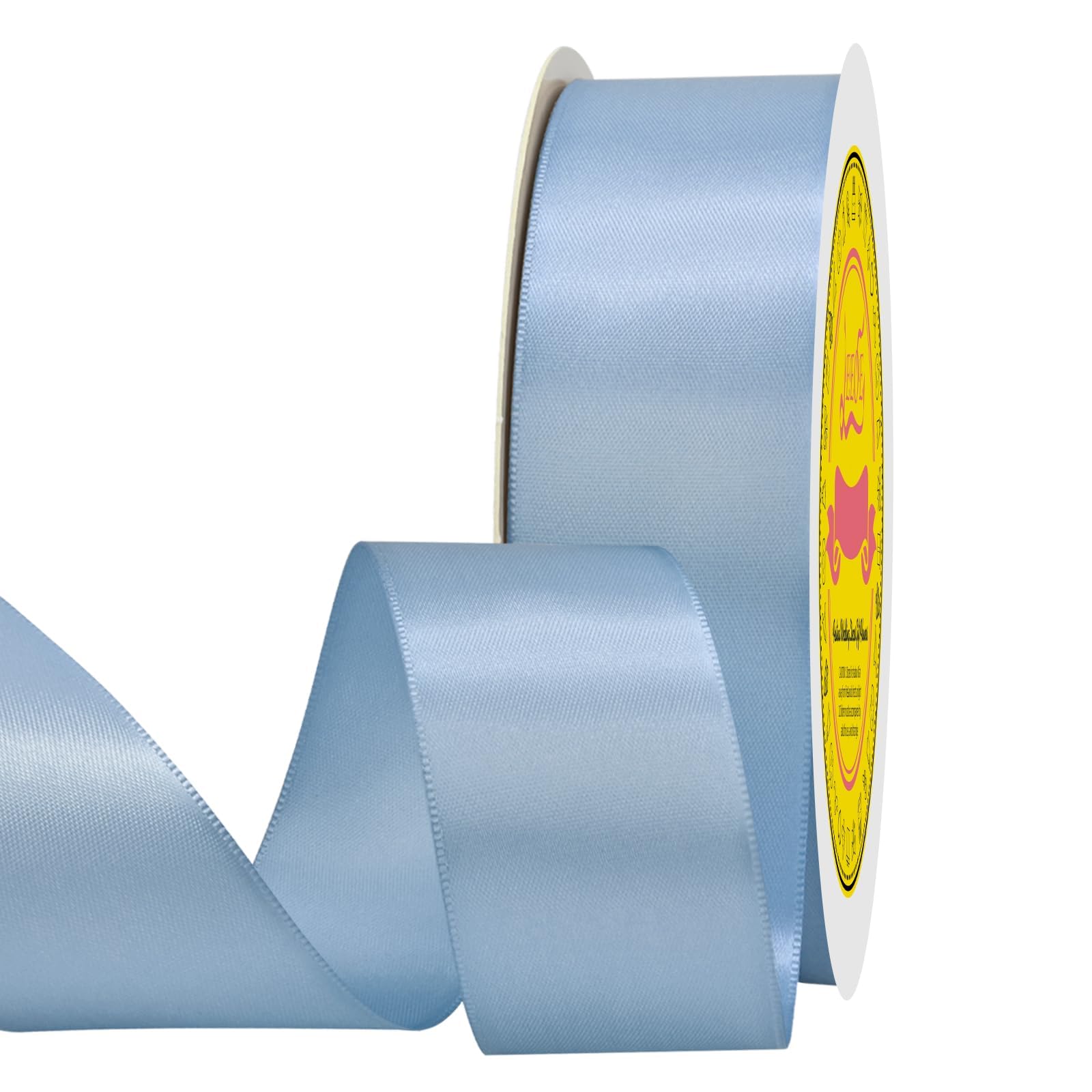 Double Face Dusty Blue Satin Ribbon 1-1/2 inch X 50 Yards Polyester Dusty Blue Ribbon for Gift Wrapping Very Suitable for Weddings Party Hair Bow Invitation Decorations and More