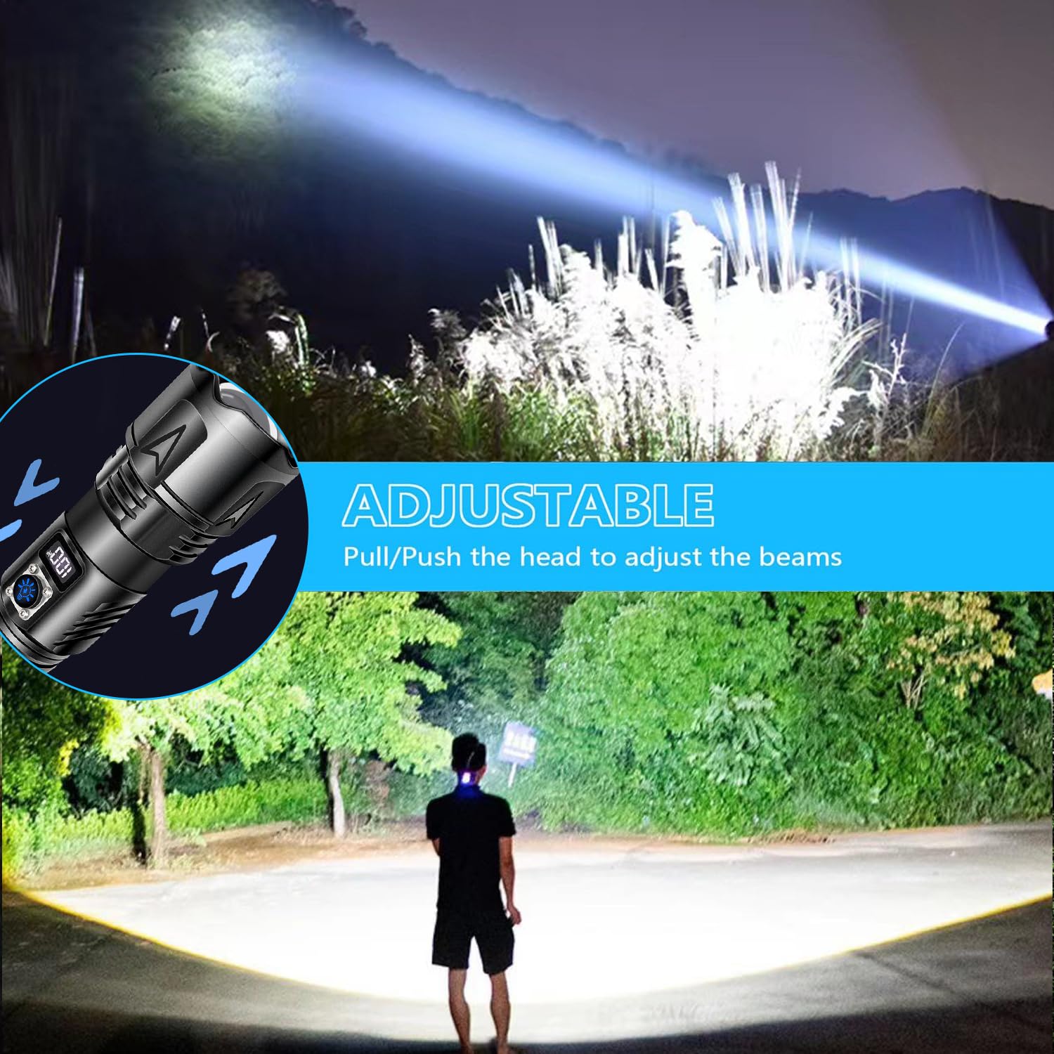 POCKETMAN Latarki super jasne, LED o wysokim natężeniu światła z 5 trybami, przenośna, mała lampa błyskowa na kemping, wędrówki, sytuacje awaryjne (2 szt.)
