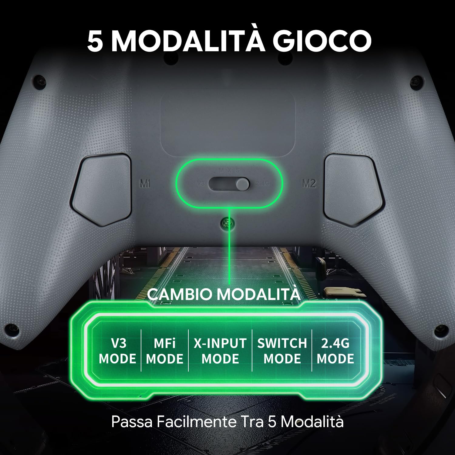 NITHO KARMA Controller Wireless Compatibile con Switch, Switch 2, PC, iOS e Android, Gamepad con Hall Effect, Tasti Posteriori Programmabili, Turbo, Giroscopio a 6 Assi e Doppia Vibrazione – Grigio
