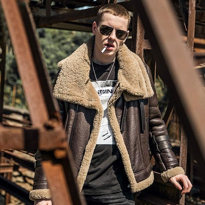 Amazon | 新しいメンズムートンジャケットショートモーター