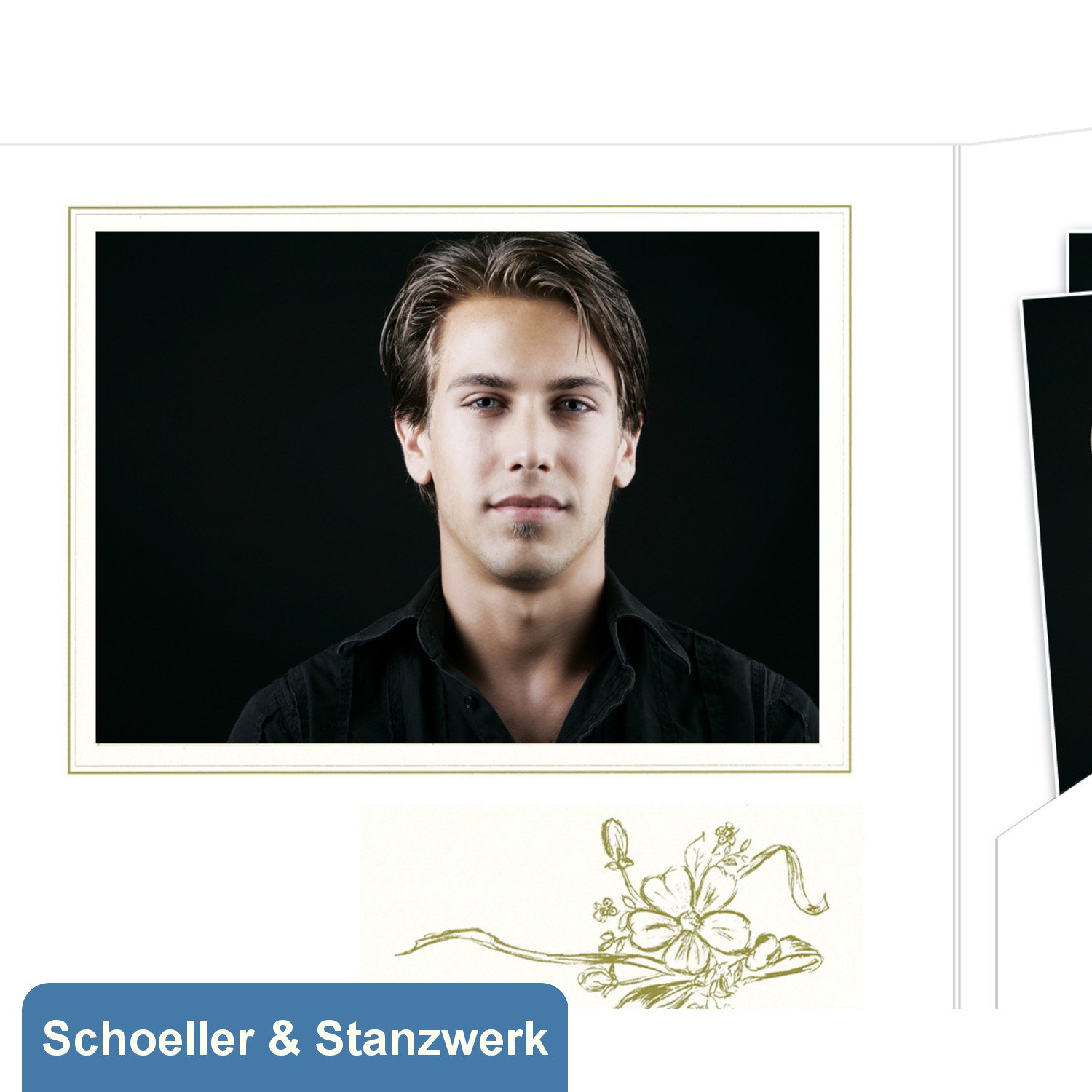 Schoeller & Stanzwerk© - 25 Stück 3-teilige Portraitmappe Kinder/Schulfotomappe für 13x18 cm Fotos - mit goldenem Aufdruck "Meine Konfirmation"