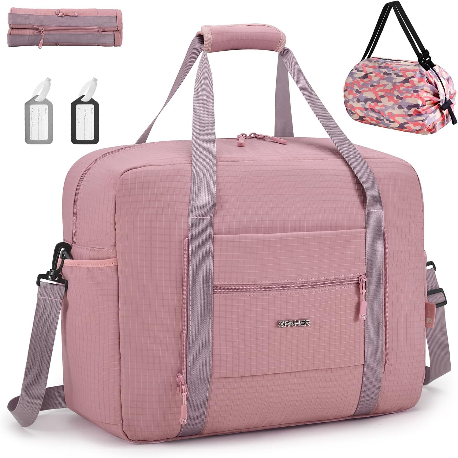 SPAHER Sac de Voyage Cabine Avion Bagage Cabine 45x36x20 Easyjet Sac de Sport Weekend Maternité Piscine Femme Homme Imperméable 30L Bagage a Main avec Bandoulière Amovible