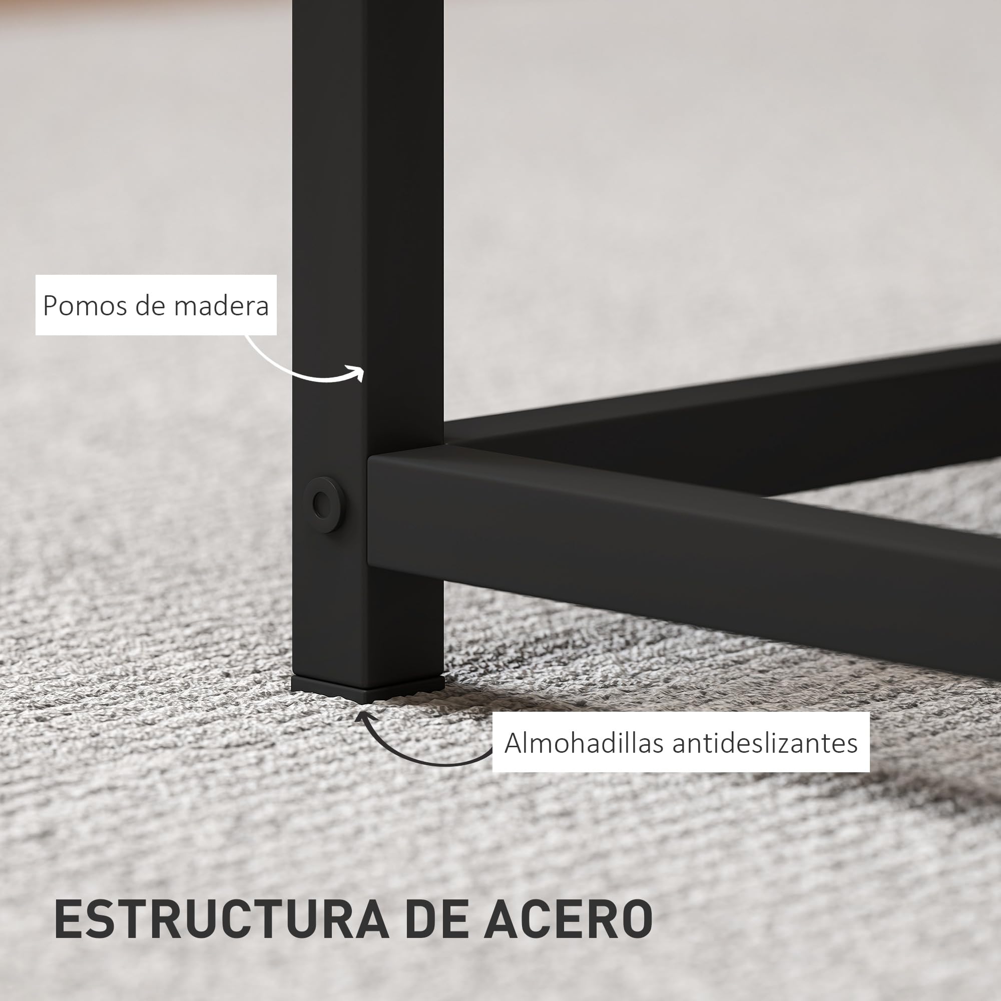 HOMCOM Juego de 2 Mesas de Centro, Mesa Nido Moderna, Mesitas Auxiliares, Patas de Acero, para Salón, Dormitorio, Oficina, Roble
