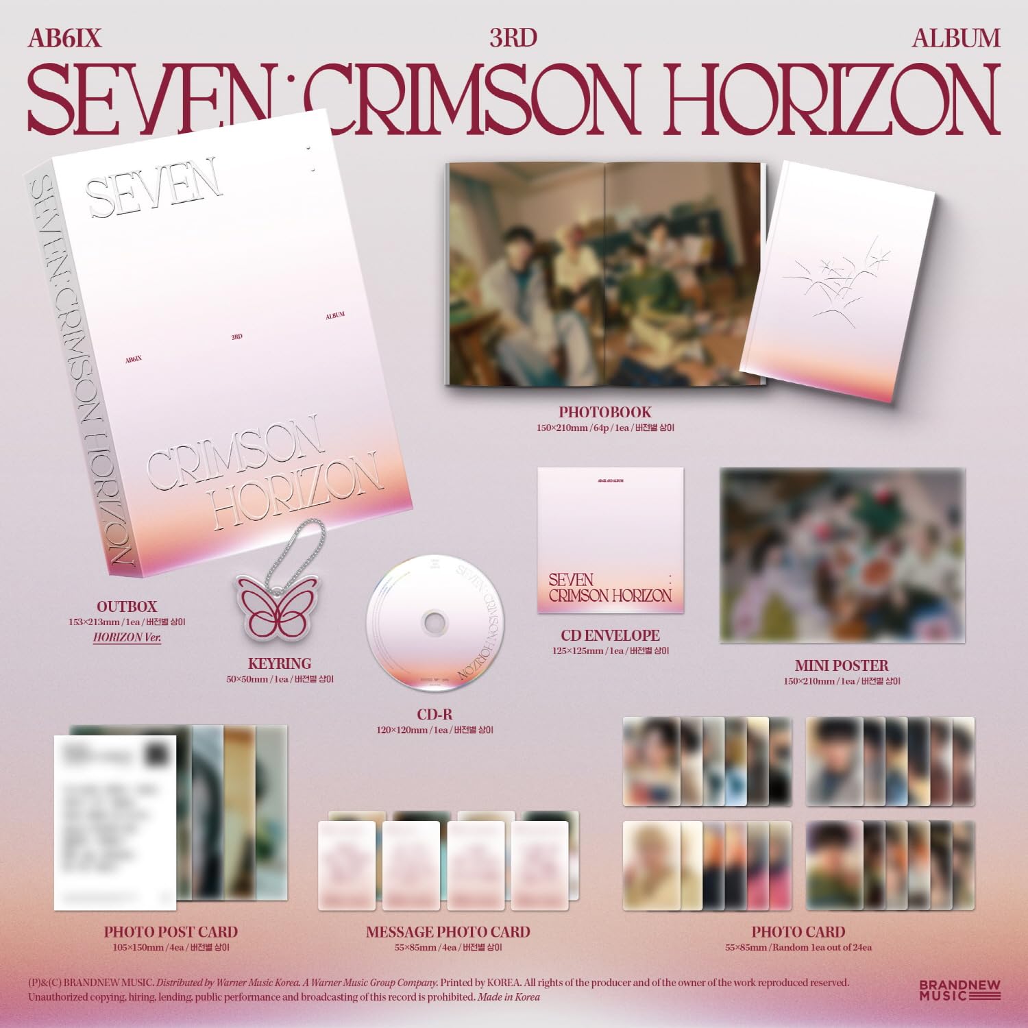 (Zestaw 2 wersji: 1 fotoksiążka + 1 klejnot) AB6IX SEVEN: CRIMSON HORIZON 3. album ze śledzeniem zapieczętowanym