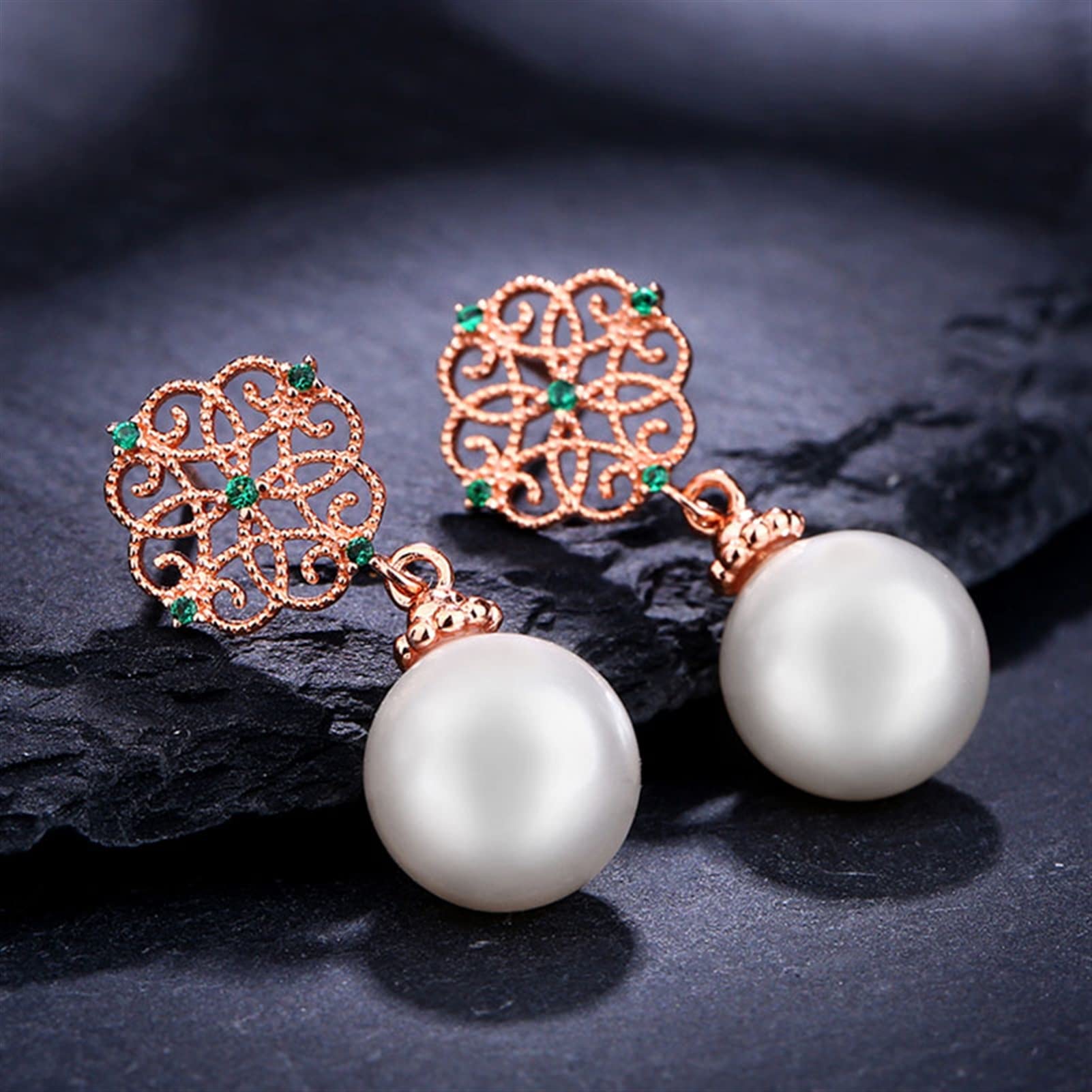WXKAGF Gioielli di Moda Donna Elegante Temperamento Orecchio Orecchini Pendenti con Perle d'Acqua Dolce Donna Moda Atmosfera Festa Banchetto Orecchini Gioielli Orecchini di Fascia Alta