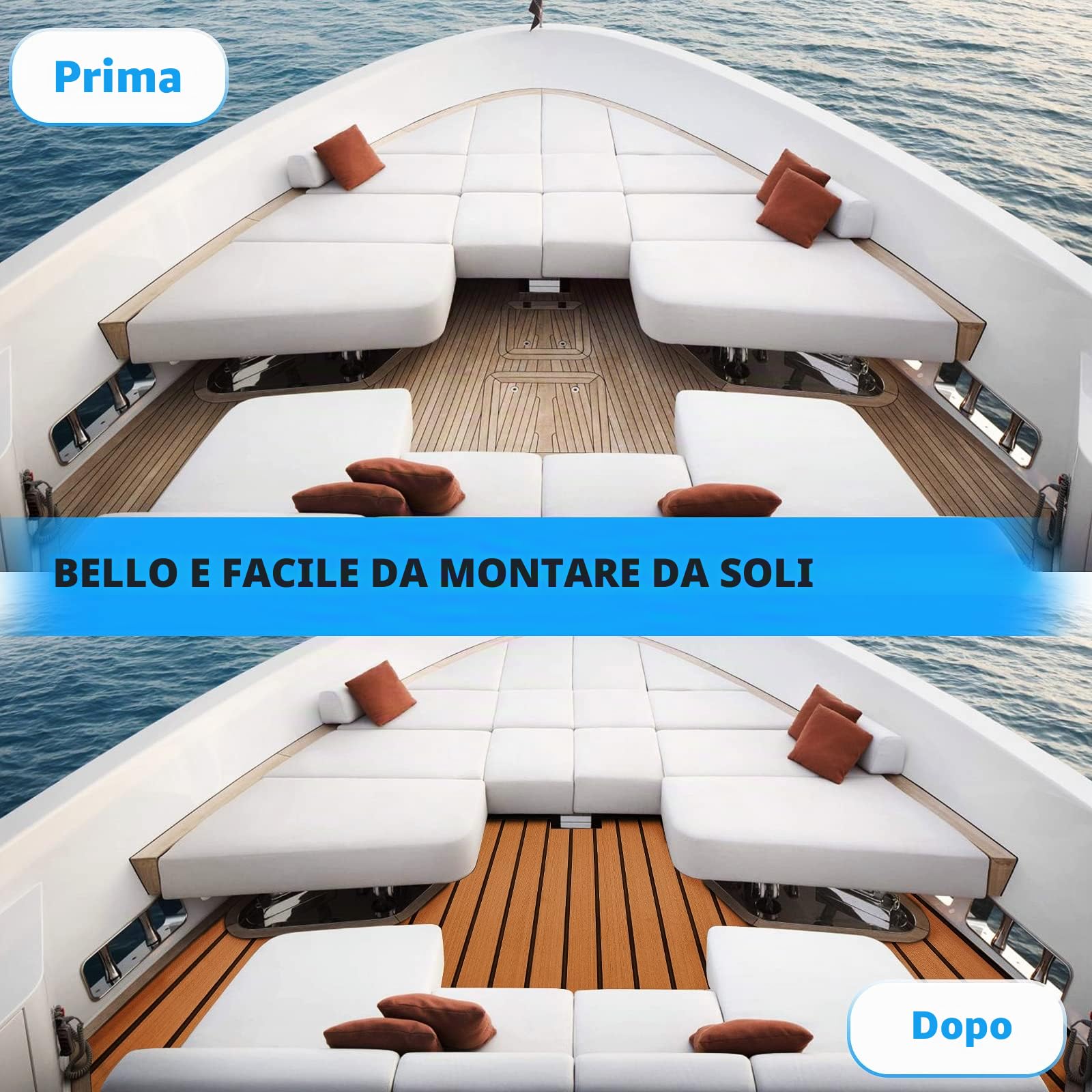 Schiuma Eva Tappetino Marino Barche in Teak Sintetico (240cm × 90cm), Tappetino Antiscivolo in Eva Adatto per la Decorazione di Barche, Marittimi, Kayak