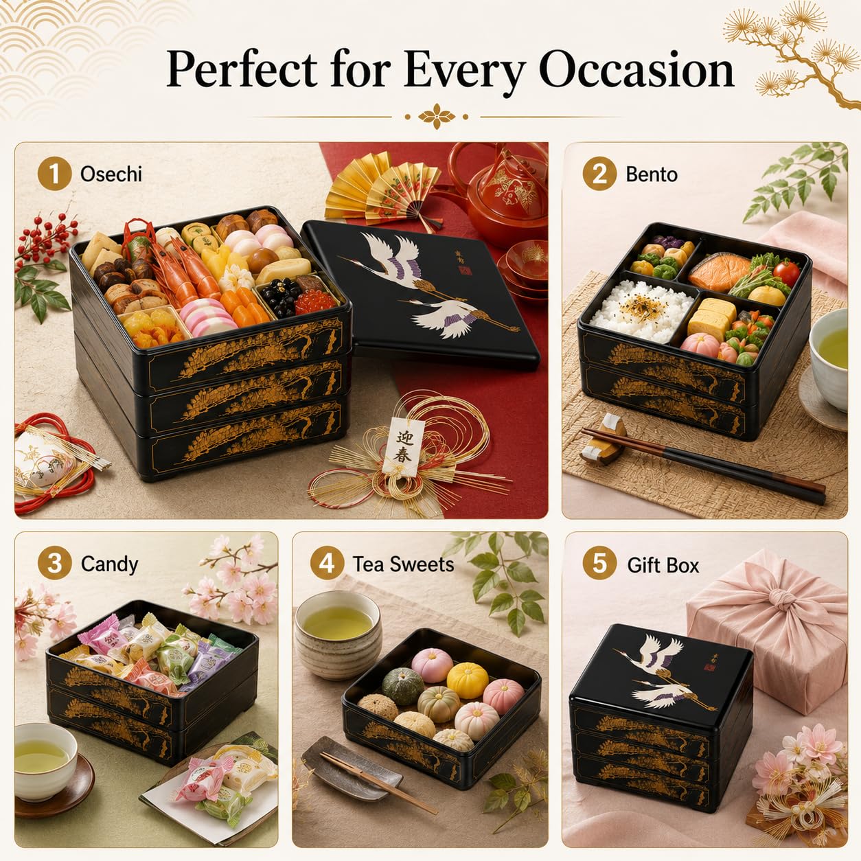 Amazon.com: JapanBargain 4119, Jubako Box Japanese Traditional 3