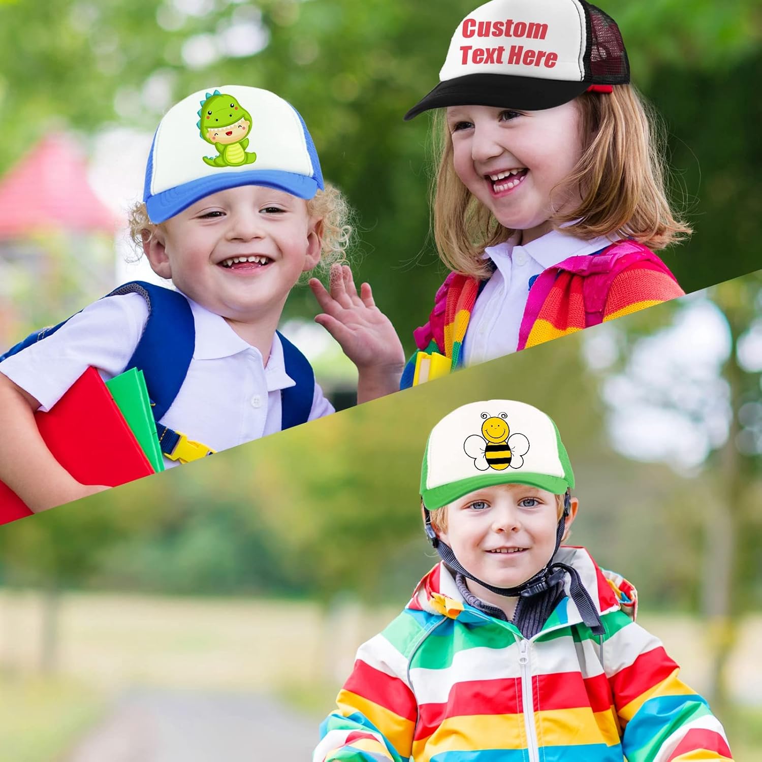 Handepo 12 Pack Trucker Hat for Kids Summer Polyester Mesh Cap Adjustable Sublimation Blank Hats Baseball Caps for Outdoor - Image 6