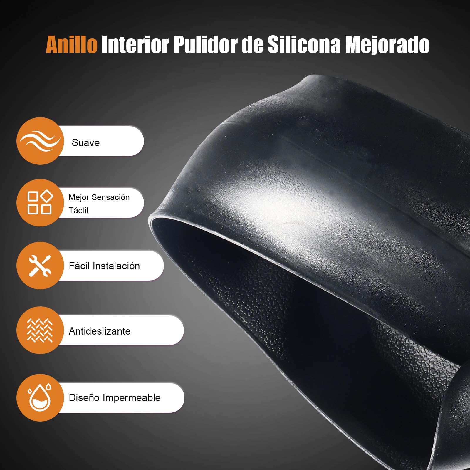 Funda Volante Coche Universal 33-42 cm, Silicona Antideslizante, Protector Elegante y Duradero, Accesorio para Coche, SUV y Camión – Negro — view 4