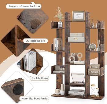 みきさん専用　木製7連フック　これぞシャビー！渋い　かっこいい Amazon.com: Giantex 7-Cube Tree Bookshelf, 55.5