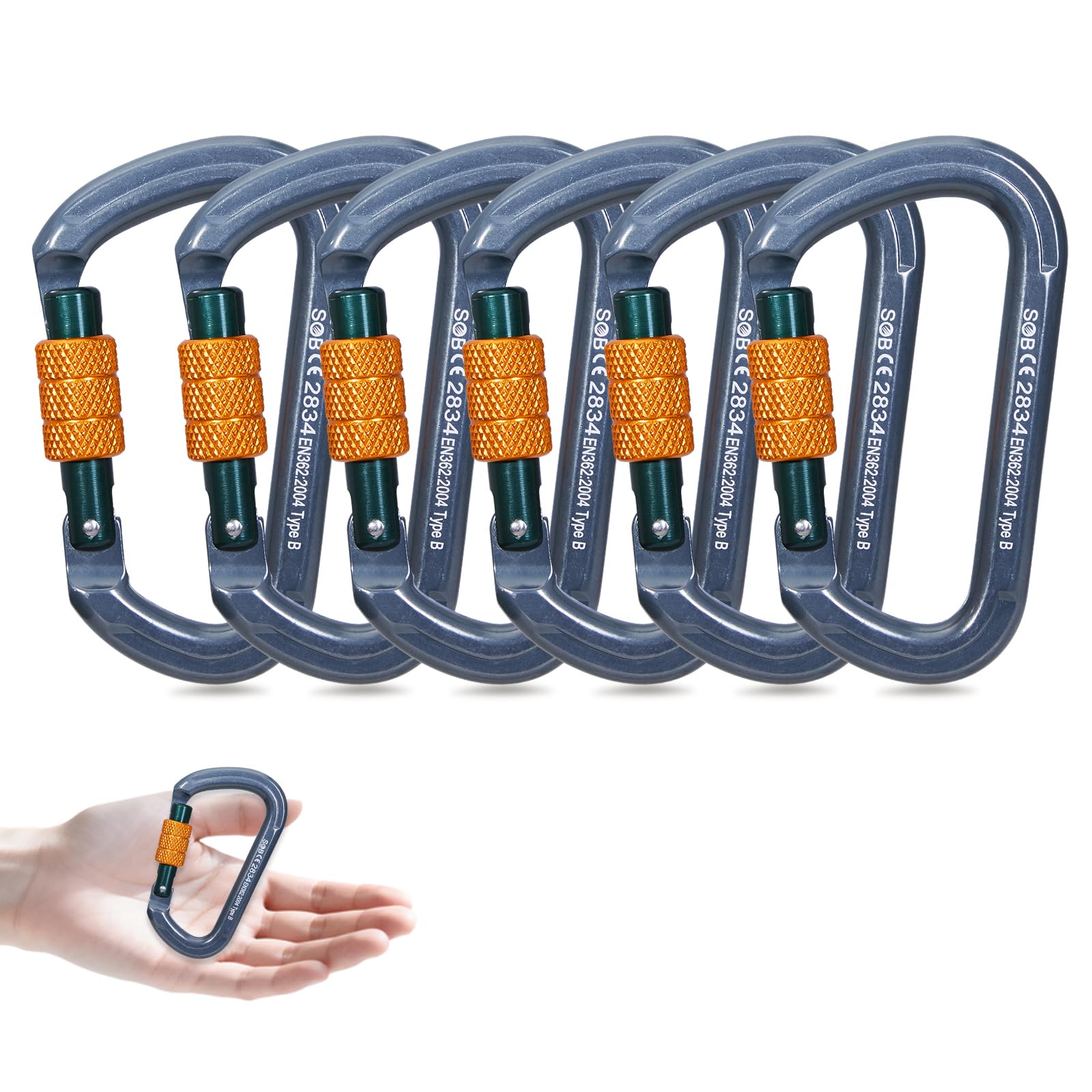 SOB Schwerlast Karabiner mit Drahtschnapper, 28KN (2855kg) Tragkraft, D-Ring Karabinerhaken für Camping, Wandern, Hundeleine, Schlüsselbund, Backpacking – Hochbelastbarer Sicherheitsclip