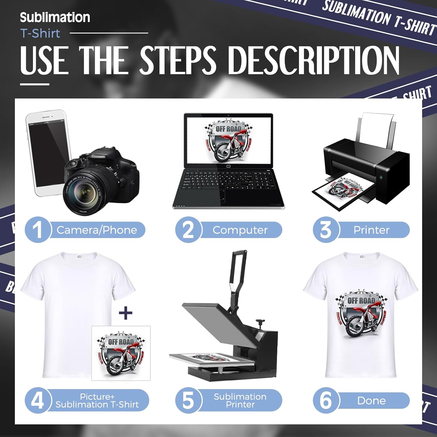 JenPen 5 Pcs Unisex Sublimation Shirts Bulk Blank Polyester T Shirt White Crew Neck Short Sleeve for Women Men Adult Kid - Image 3