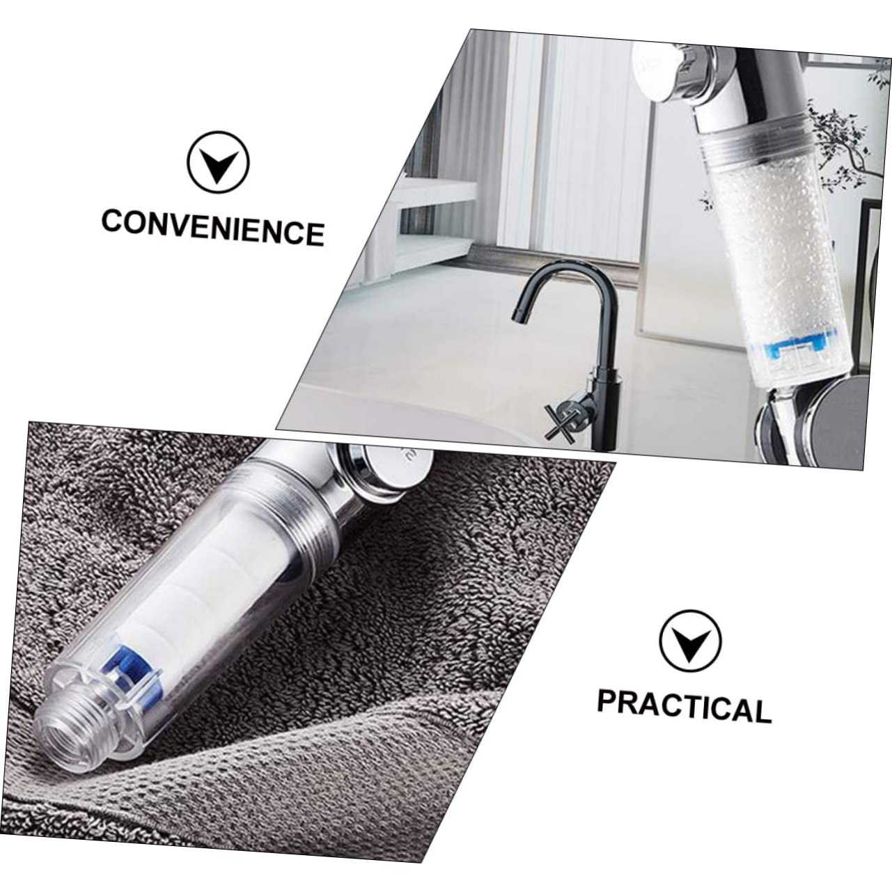 Paquete de 5 filtros de agua para cabezal de ducha, purifica el agua, elimina las impurezas, mejora la claridad, compatible con cabezales de ducha estándar para una experiencia de baño más saludable y