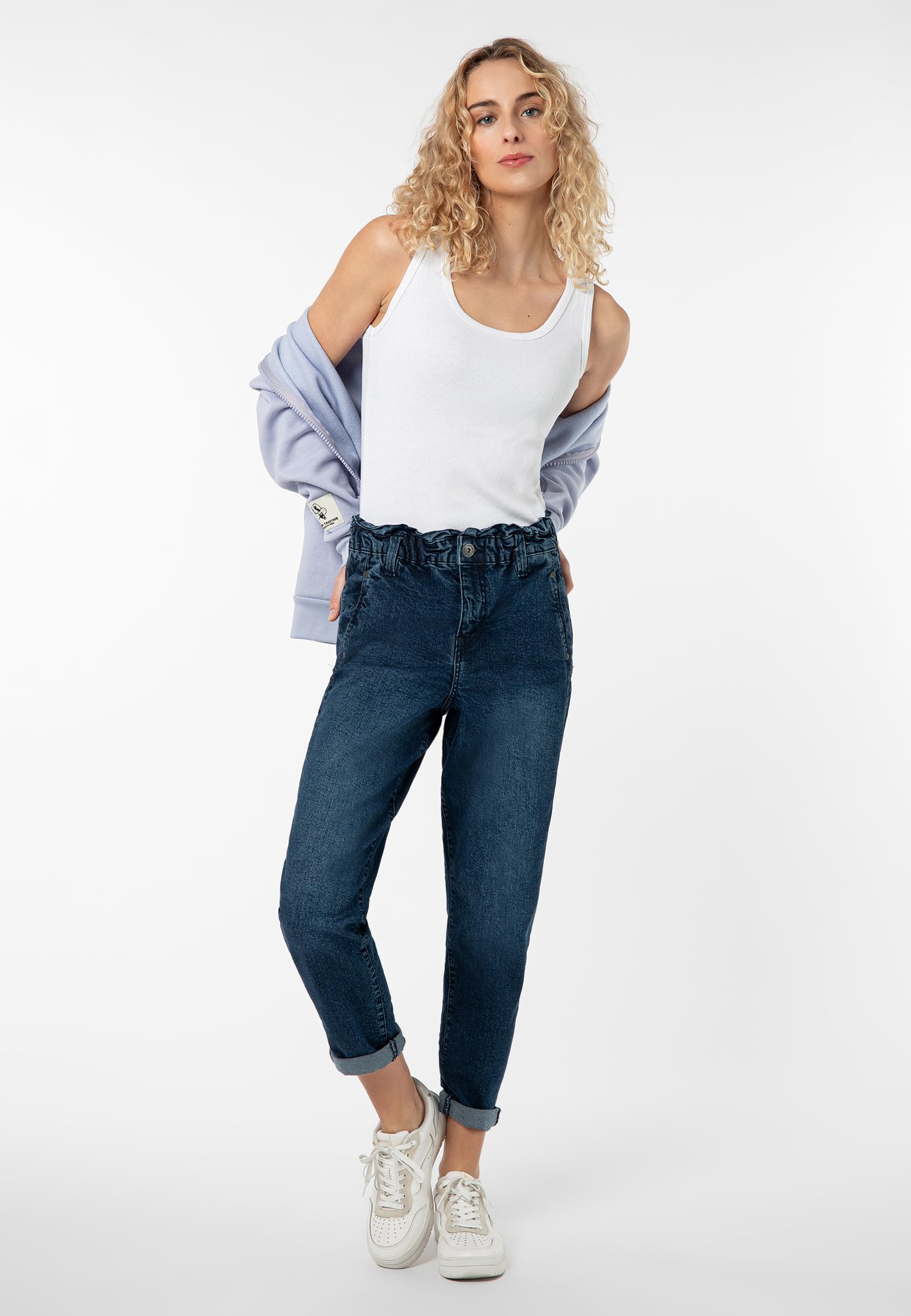 Sublevel Damen Paperbag Jeans – High Waist Hose im Modernen Denim-Look Dark-Blue XXL